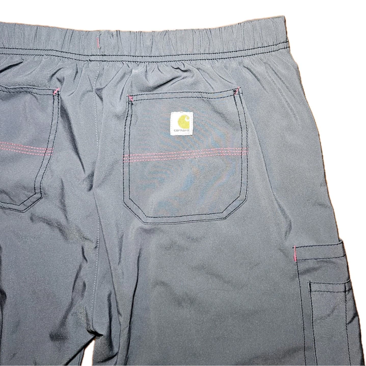 Carhartt Womens Cargo Style Scrubs Pants Size PXL Drawstring Waist Gray Pink - Thumbnail 8