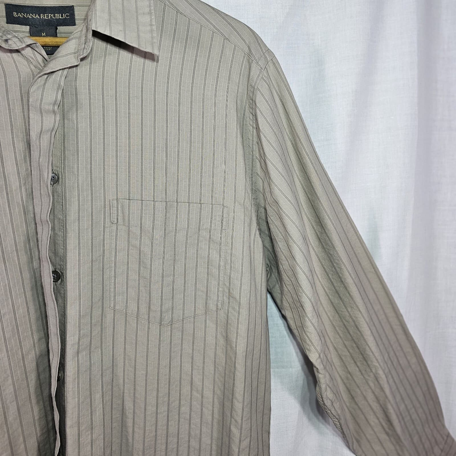 Banana Republic Dress Shirt Mens Medium Button Up Long Sleeve - Thumbnail 3