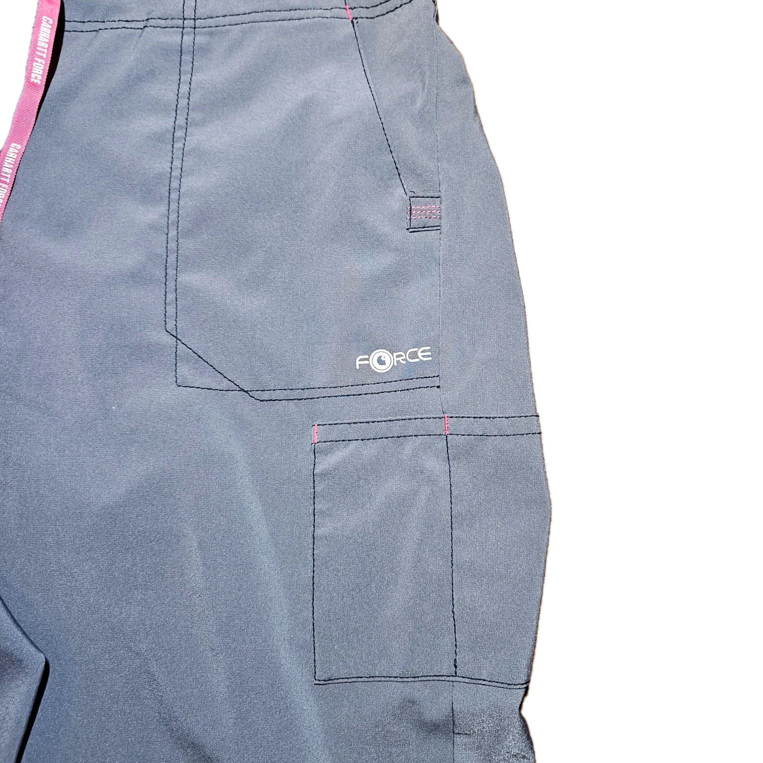 Carhartt Womens Cargo Style Scrubs Pants Size PXL Drawstring Waist Gray Pink - Thumbnail 2