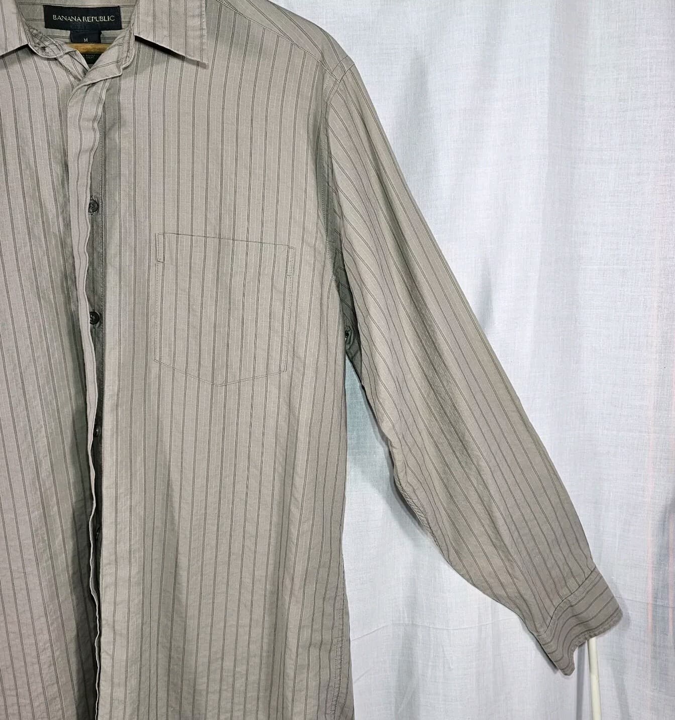 Banana Republic Dress Shirt Mens Medium Button Up Long Sleeve - Thumbnail 5