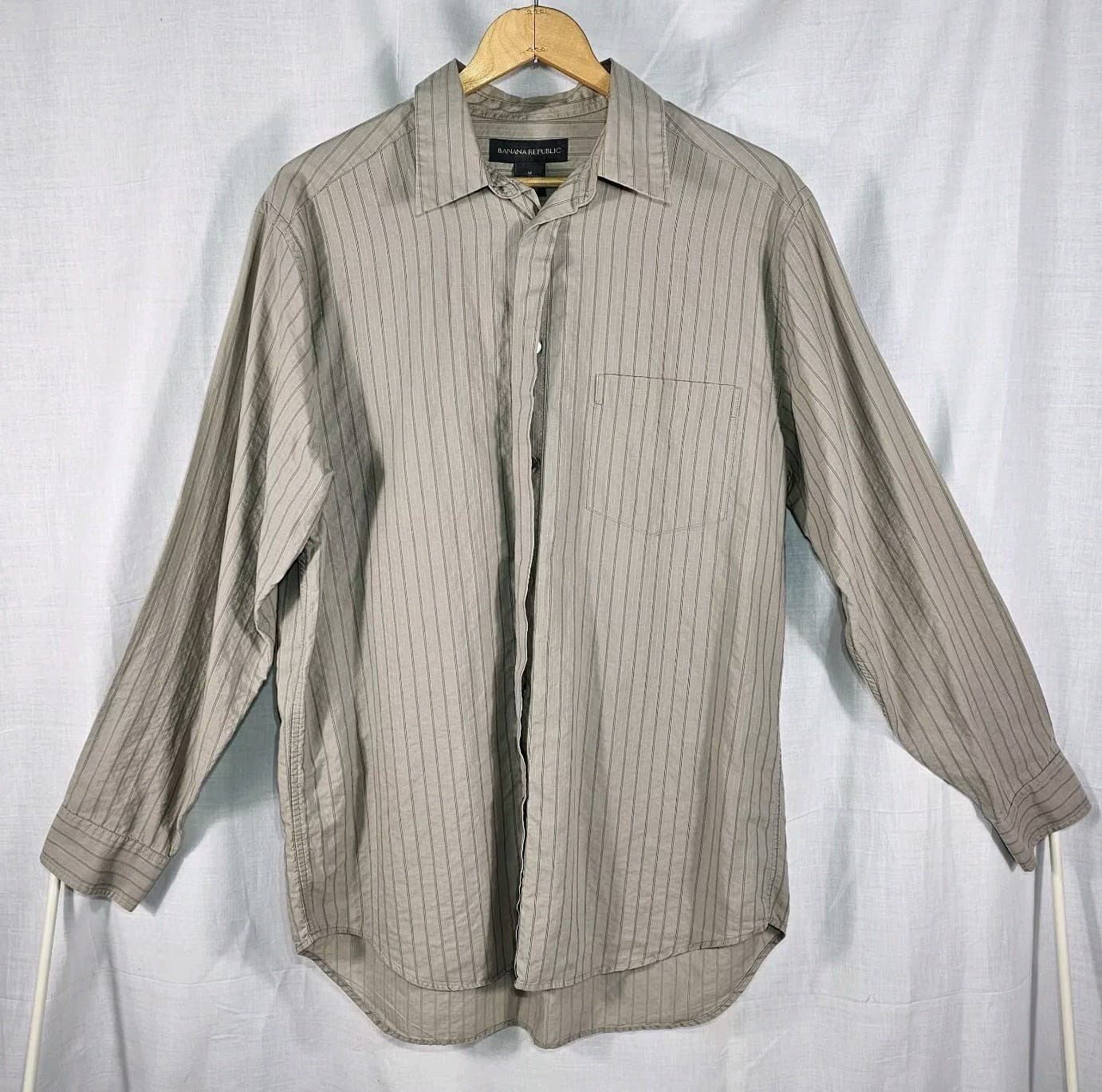 Banana Republic Dress Shirt Mens Medium Button Up Long Sleeve - Thumbnail 4