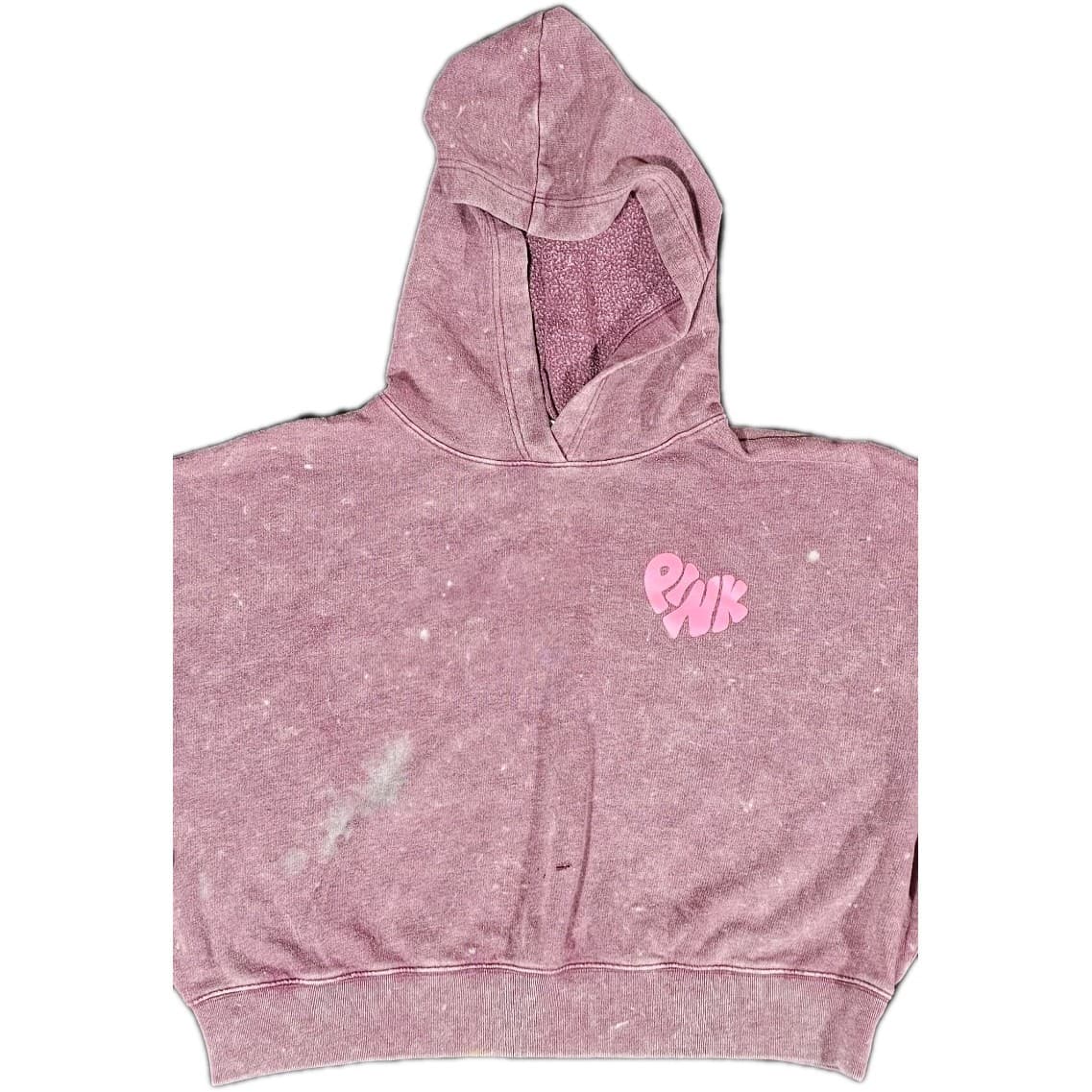 Pink Victorias Secret Size Medium Mauve Cropped Hooded Sweatshirt Cozy Comfy - Thumbnail 3
