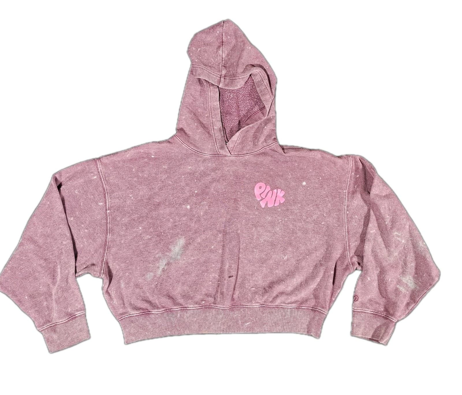 Pink Victorias Secret Size Medium Mauve Cropped Hooded Sweatshirt Cozy Comfy