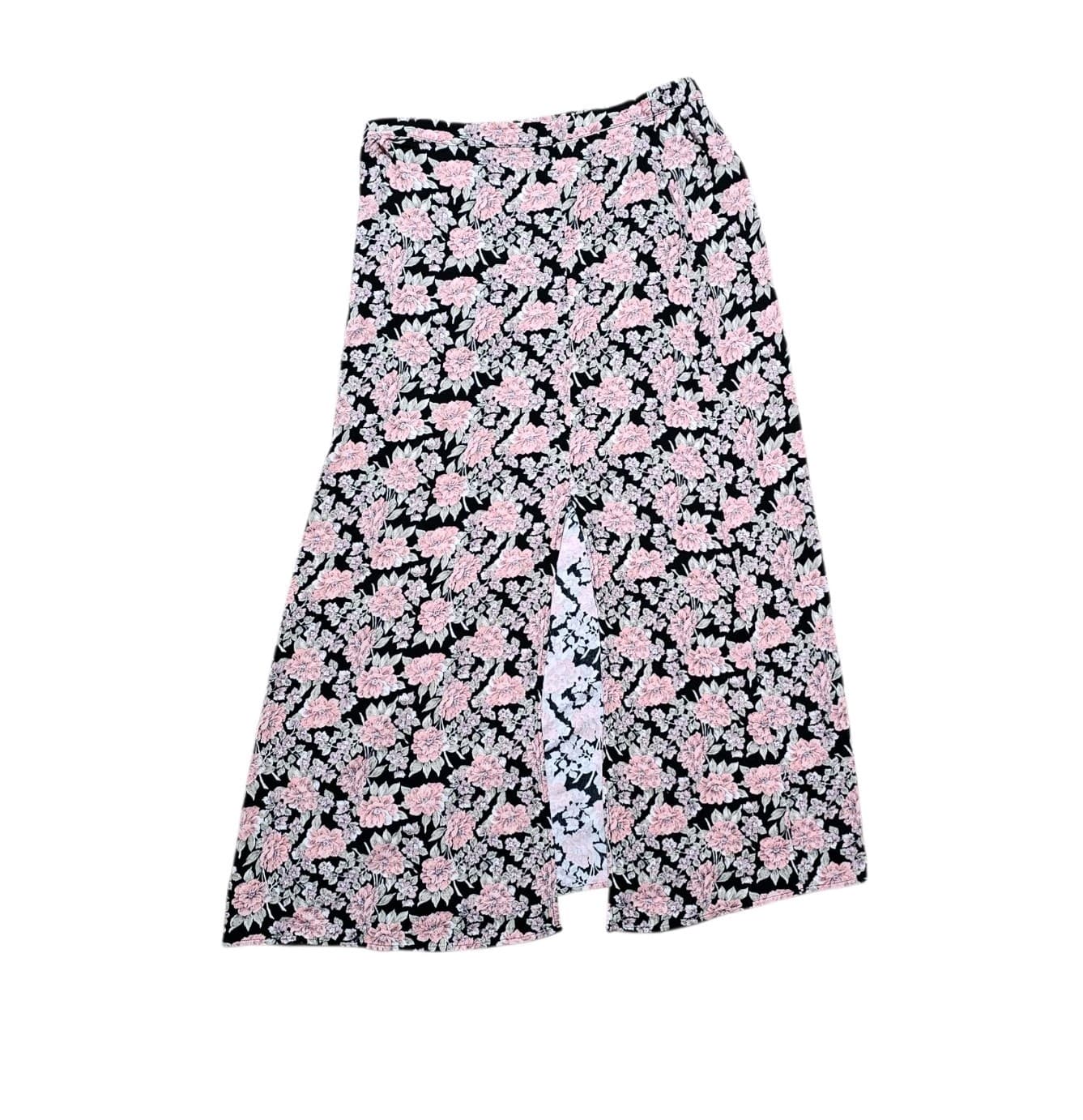American Eagle Outfitters Women's Floral Midi Dress Pink And Black Size Large