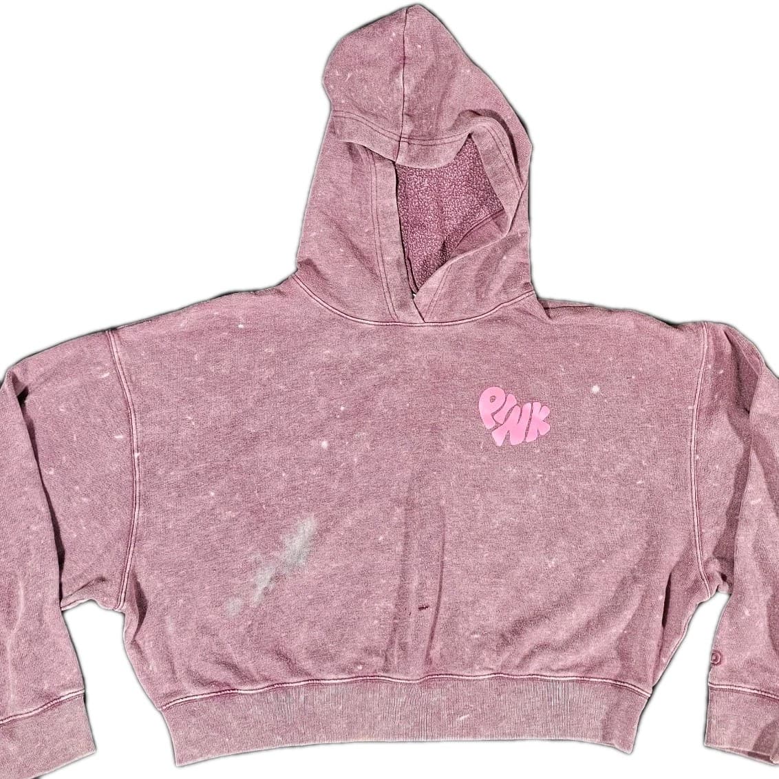 Pink Victorias Secret Size Medium Mauve Cropped Hooded Sweatshirt Cozy Comfy - Thumbnail 2