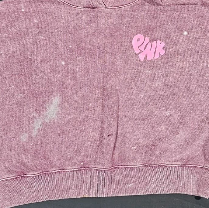 Pink Victorias Secret Size Medium Mauve Cropped Hooded Sweatshirt Cozy Comfy - Thumbnail 4