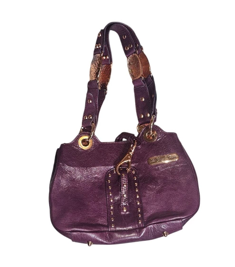 La Gioe Di Toscana By Sharon Gioe Italian Leather Purse Hand Bag Purple