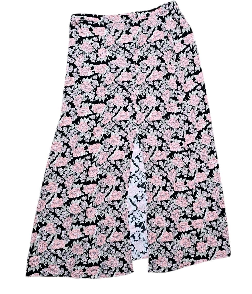 American Eagle Outfitters Women's Floral Midi Dress Pink And Black Size Large - Thumbnail 2