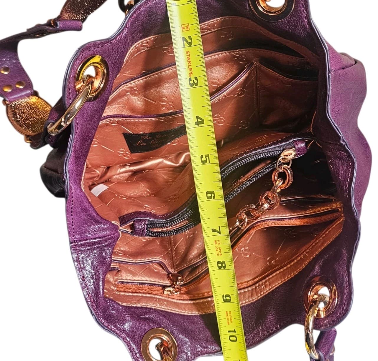 La Gioe Di Toscana By Sharon Gioe Italian Leather Purse Hand Bag Purple - Thumbnail 12