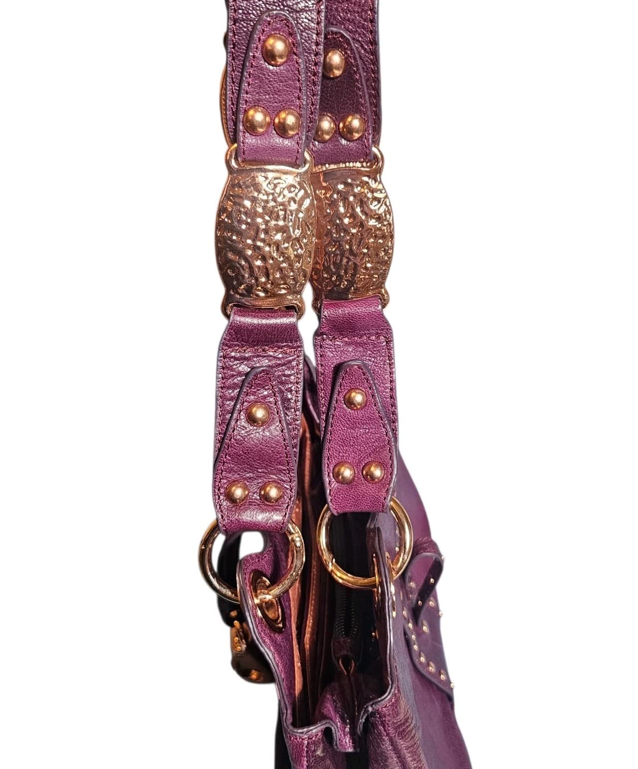 La Gioe Di Toscana By Sharon Gioe Italian Leather Purse Hand Bag Purple - Thumbnail 14