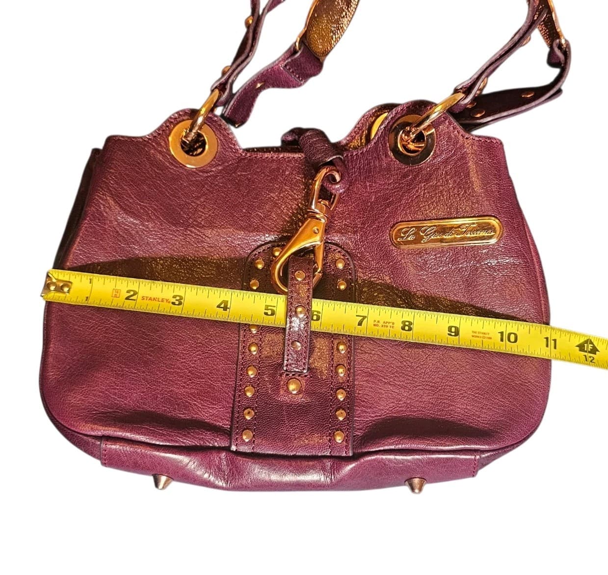 La Gioe Di Toscana By Sharon Gioe Italian Leather Purse Hand Bag Purple - Thumbnail 11