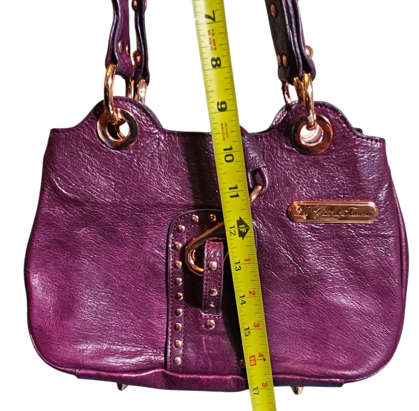 La Gioe Di Toscana By Sharon Gioe Italian Leather Purse Hand Bag Purple - Thumbnail 10