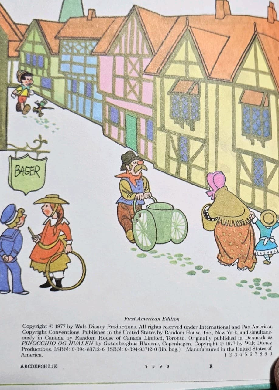 1977 Walt Disney's Pinocchio and the Whale First American Edition - Thumbnail 2