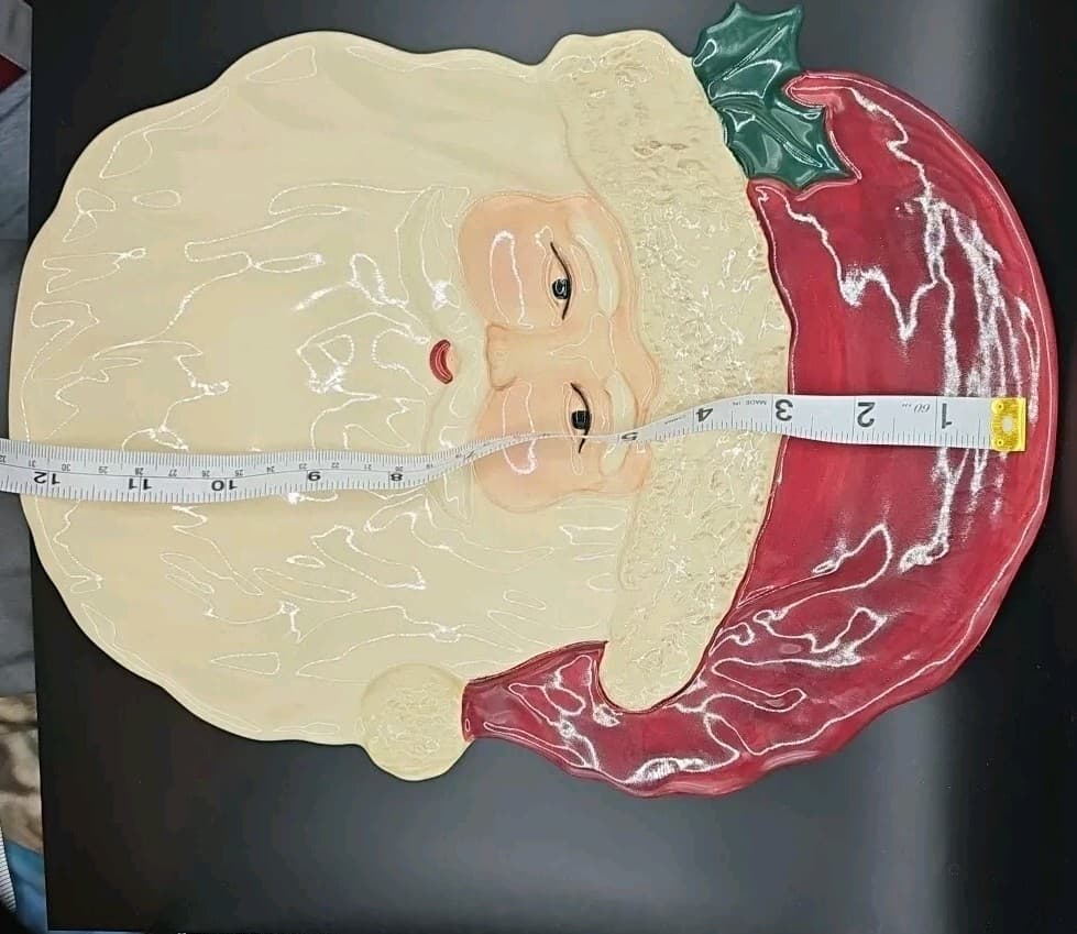 Vintage Christmas Santa Claus Ceramic Large Holiday Serving Platter 12"x10" - Thumbnail 5