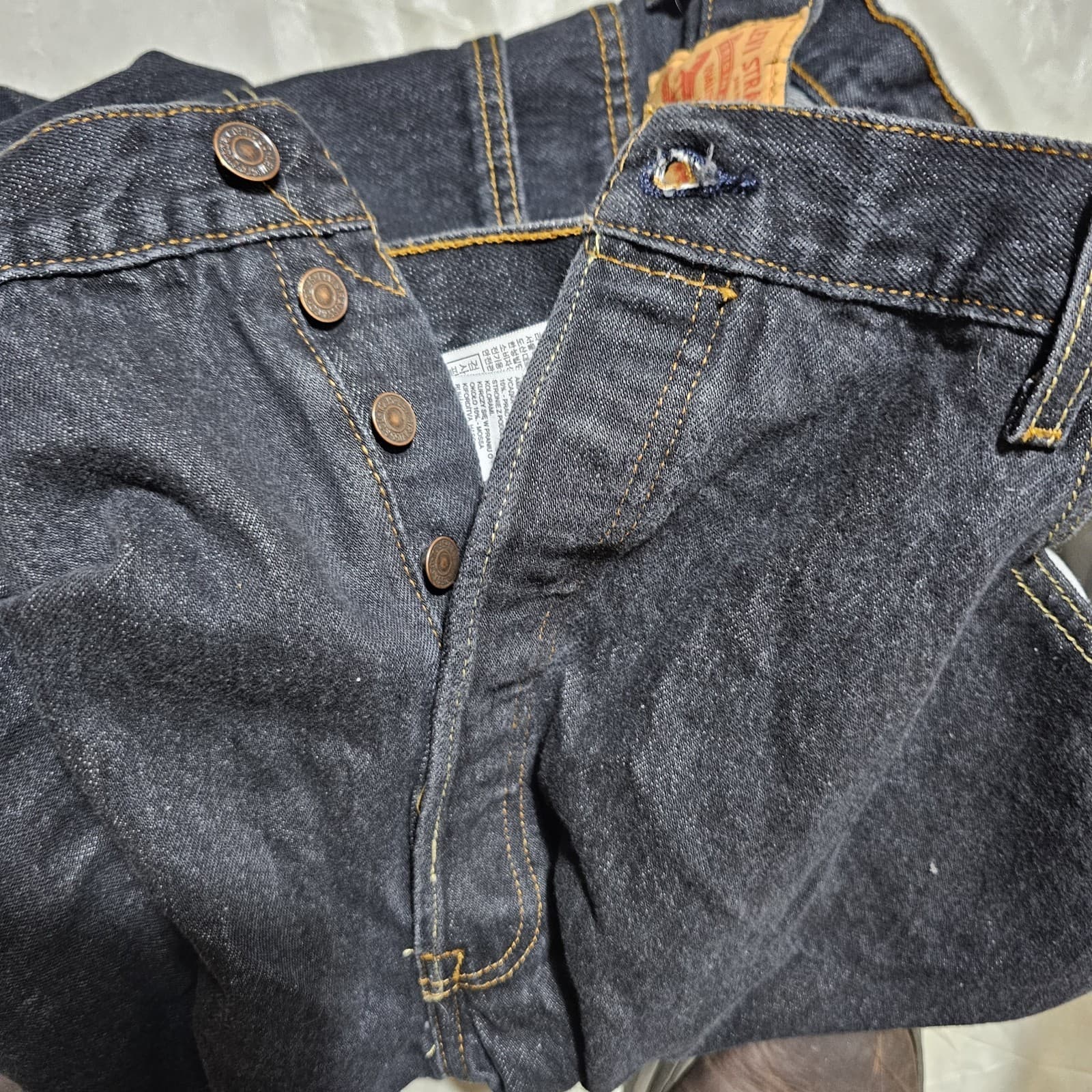 Levis Mens 501 Denim Jeans Button Fly 44 X 32 Red Tab Black - Thumbnail 11