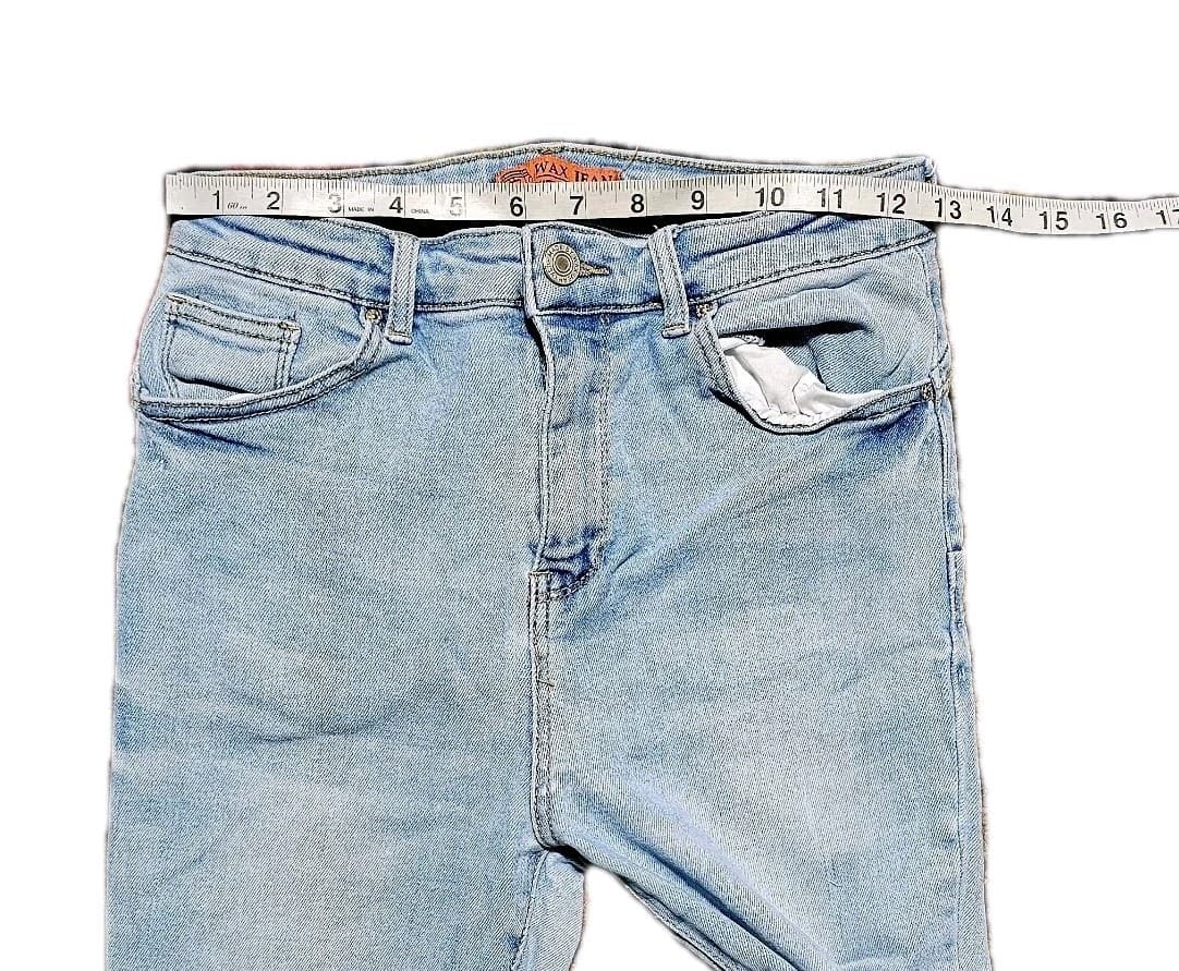 Wax Jean Junior/Woman 9/29 Blue Skinny Mid Rise Stretch Light Wash Denim Jeans - Thumbnail 5