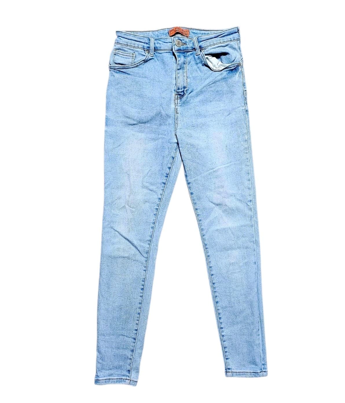 Wax Jean Junior/Woman 9/29 Blue Skinny Mid Rise Stretch Light Wash Denim Jeans - Thumbnail 2