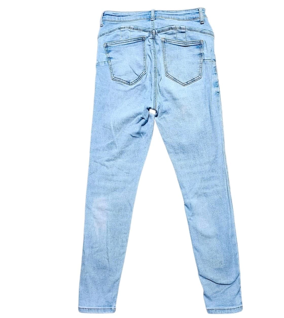 Wax Jean Junior/Woman 9/29 Blue Skinny Mid Rise Stretch Light Wash Denim Jeans - Thumbnail 3