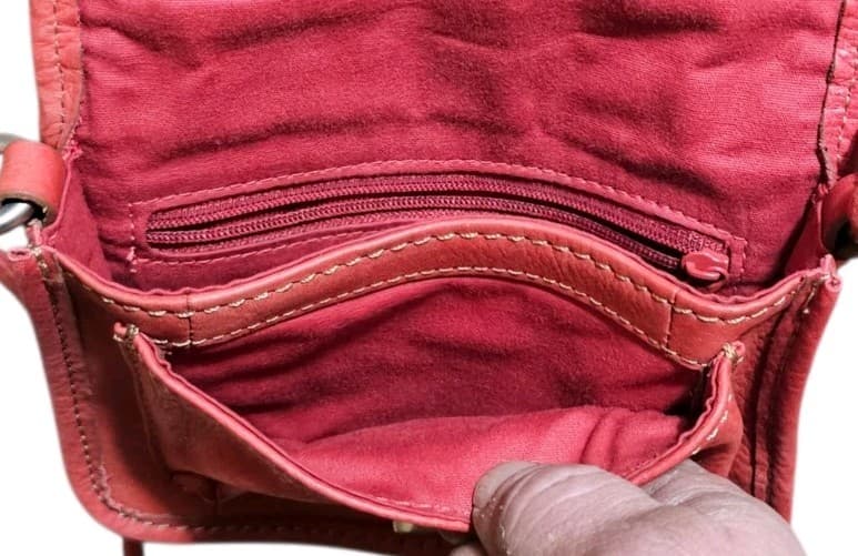 Fossil Pink Peach Genuine Leather Shoulder Bag Small Purse Pre-owned 6 1/2 X 5” - Thumbnail 8