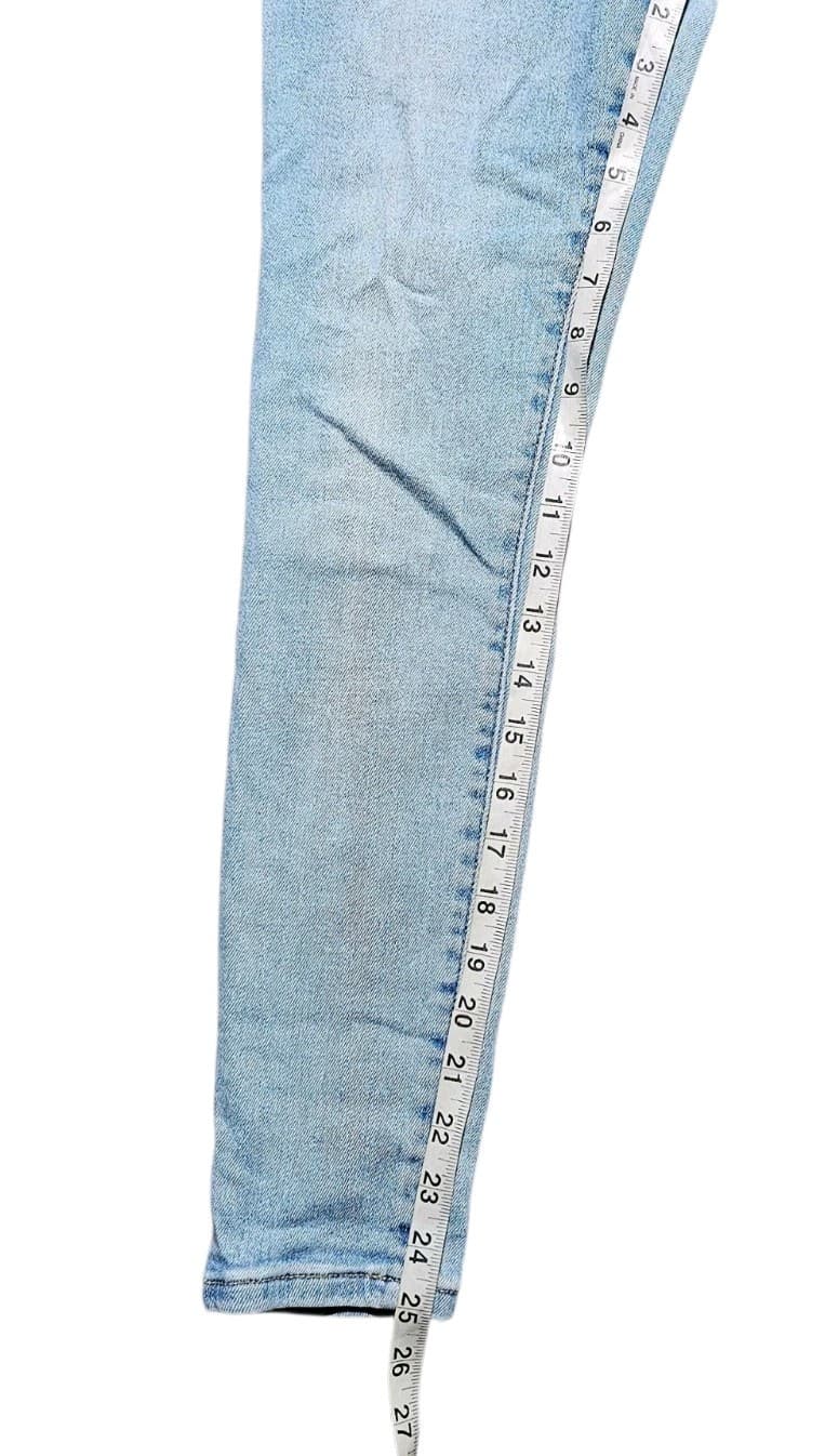Wax Jean Junior/Woman 9/29 Blue Skinny Mid Rise Stretch Light Wash Denim Jeans - Thumbnail 4