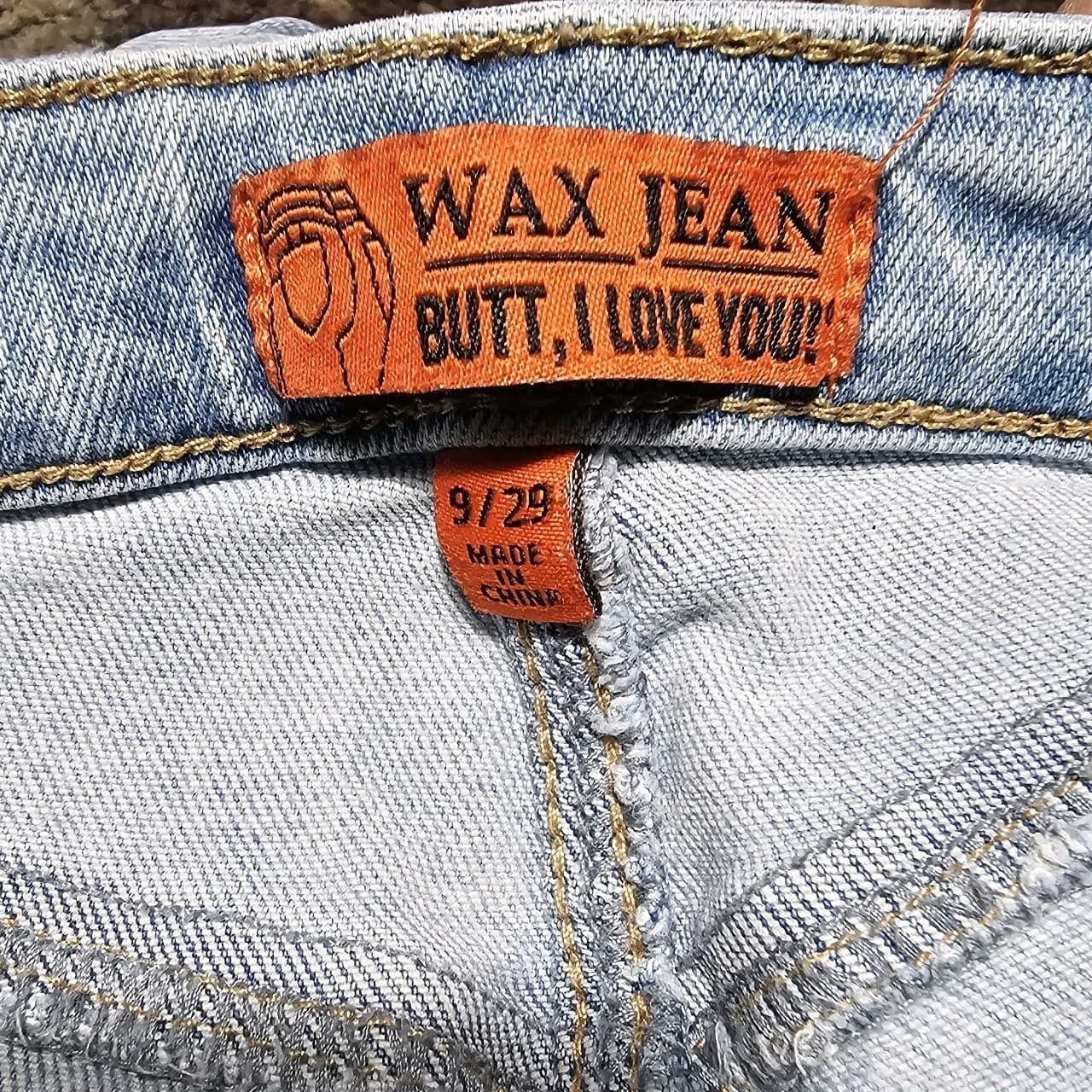 Wax Jean Junior/Woman 9/29 Blue Skinny Mid Rise Stretch Light Wash Denim Jeans - Thumbnail 6