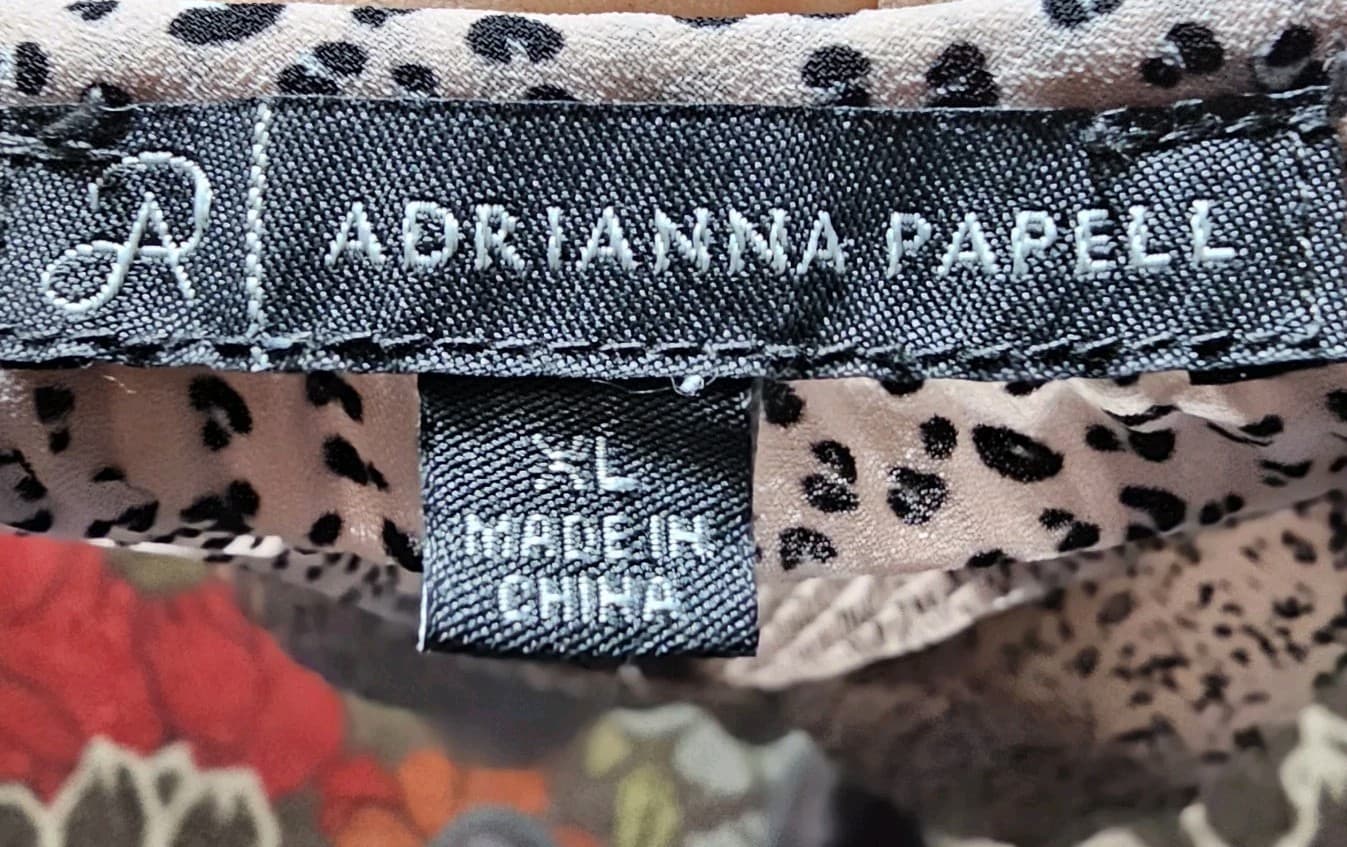 ADRIANNA PAPELL Womens Cheetah Ruffle Sleeve Blouse Shirt Top Plus Size 1X - Thumbnail 6
