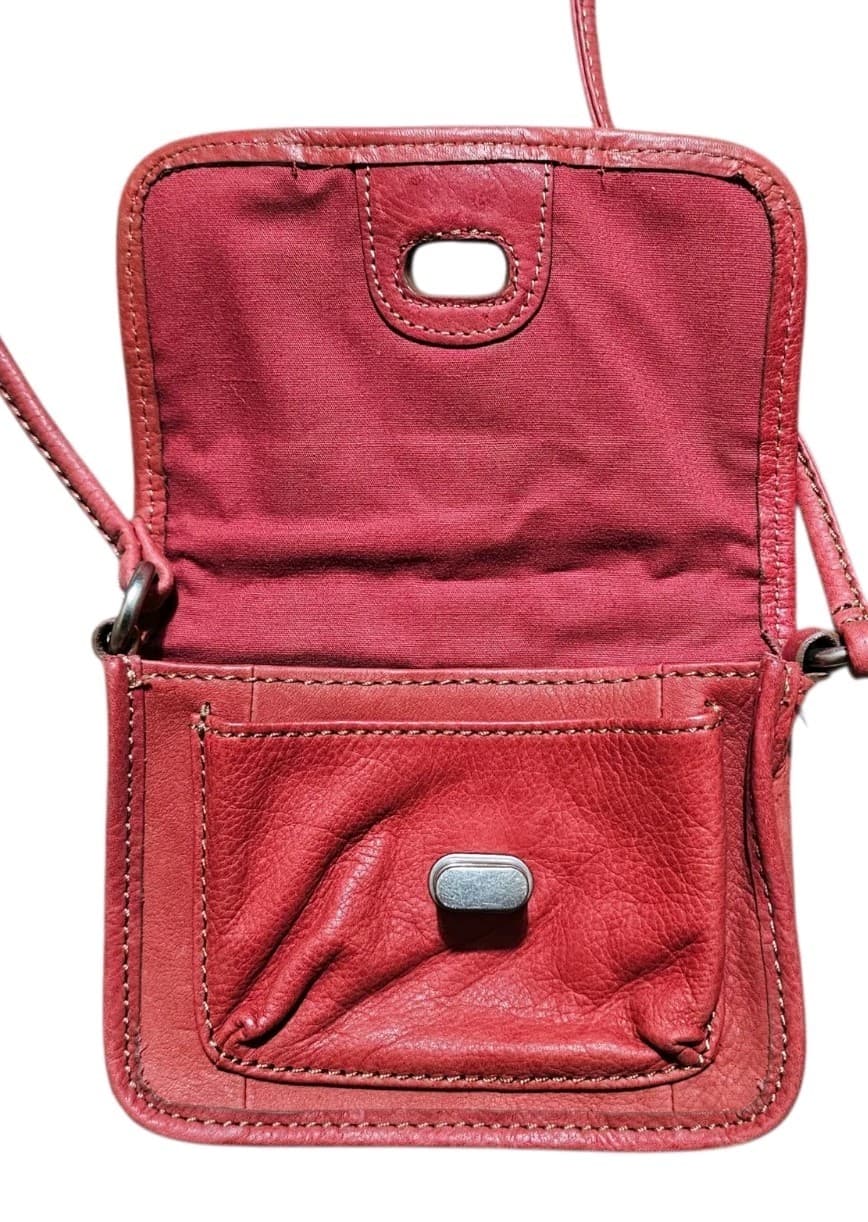 Fossil Pink Peach Genuine Leather Shoulder Bag Small Purse Pre-owned 6 1/2 X 5” - Thumbnail 4