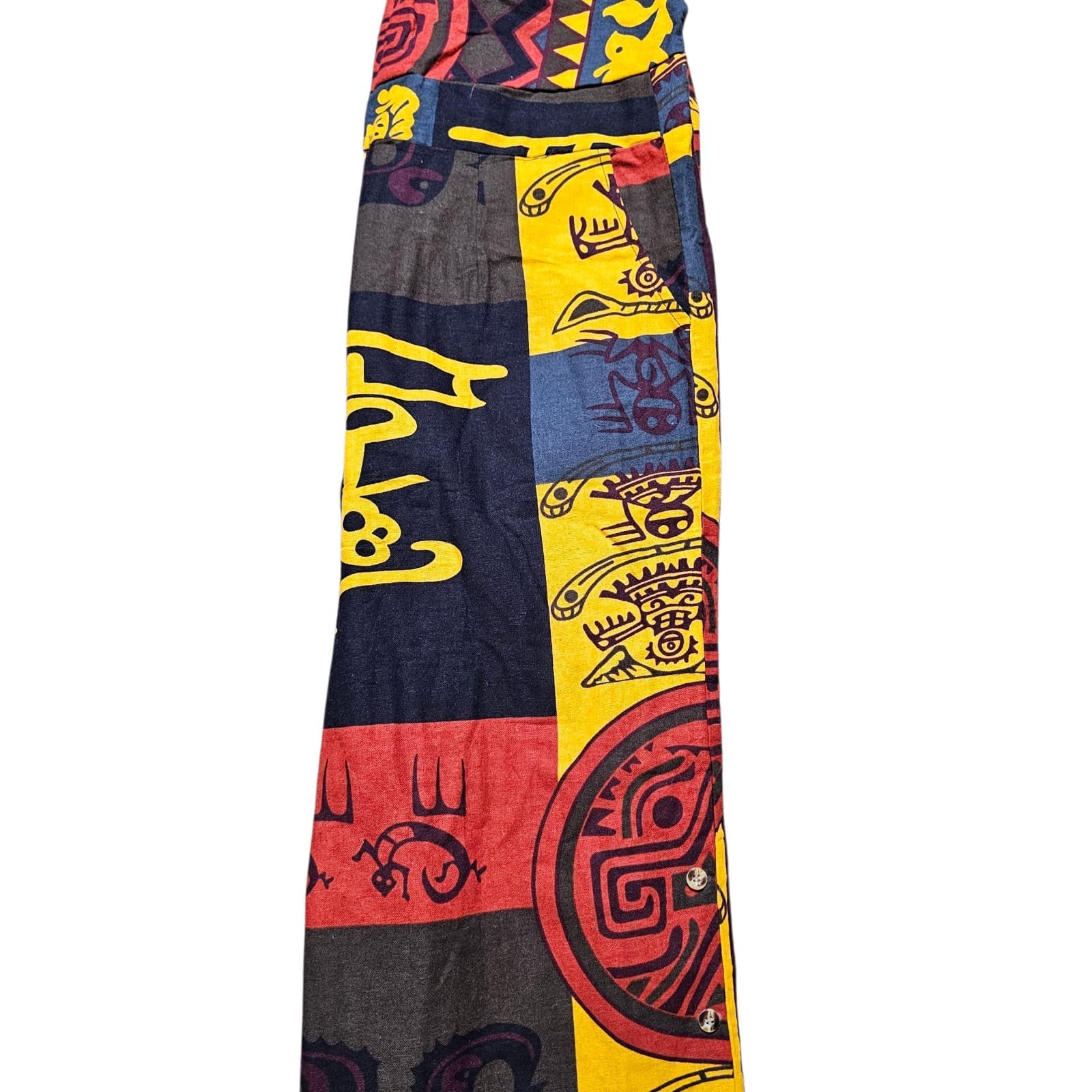 Ethnic Printed Wide Leg Overalls Womans Size L - Thumbnail 16