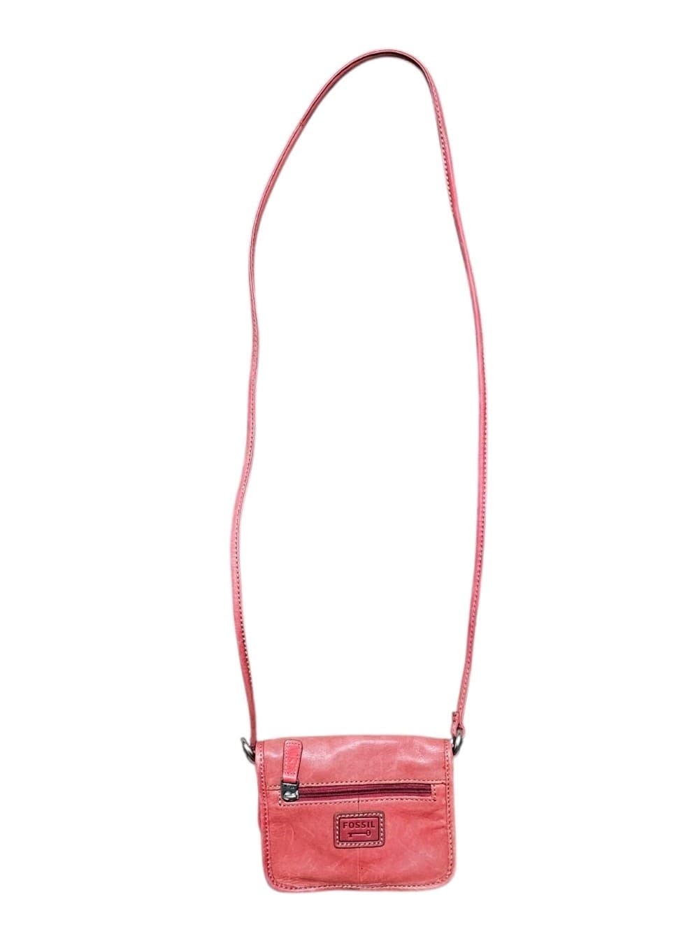 Fossil Pink Peach Genuine Leather Shoulder Bag Small Purse Pre-owned 6 1/2 X 5” - Thumbnail 13
