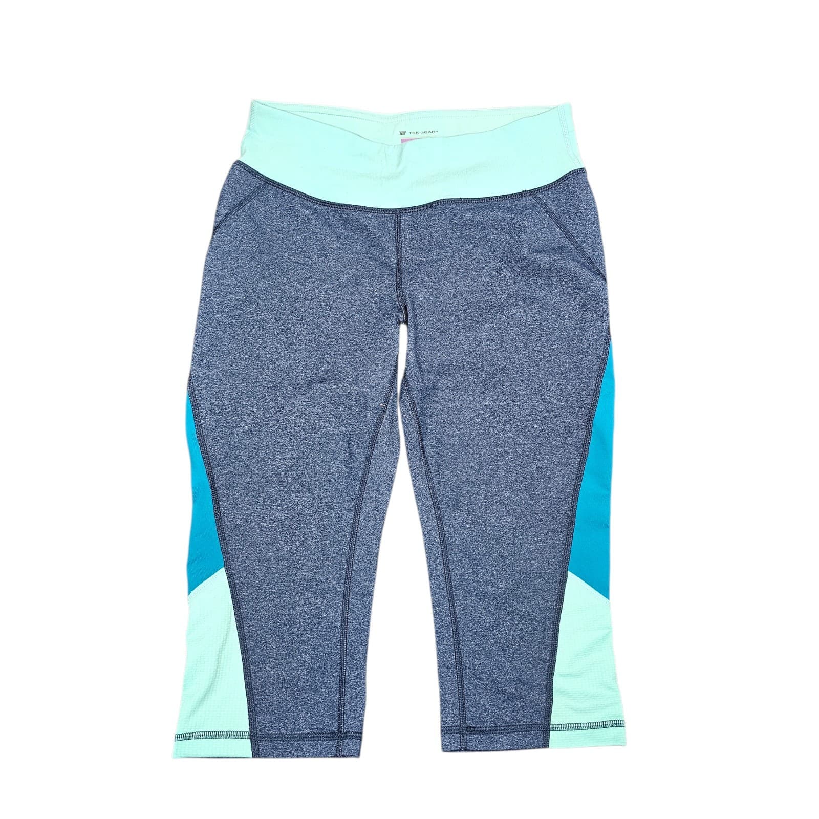 Tek Gear Shapewear Capri Workout Gear Charcoal Gray & Blue Skimmer Size Medium
