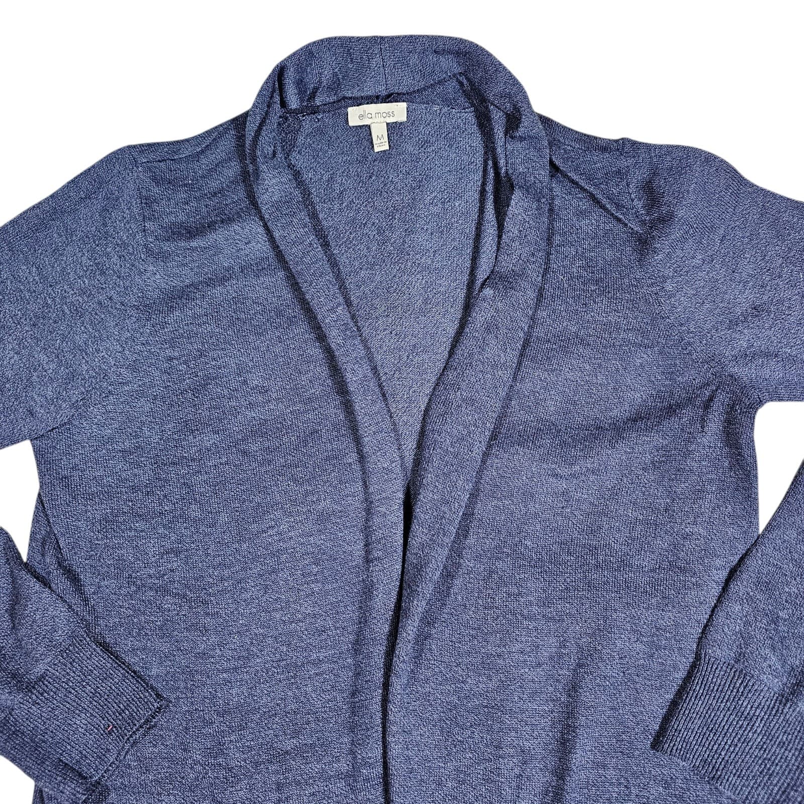 Ella Moss Women's Lightweight Open Front Cozy Cardigan - Indigo - Size M - Thumbnail 4