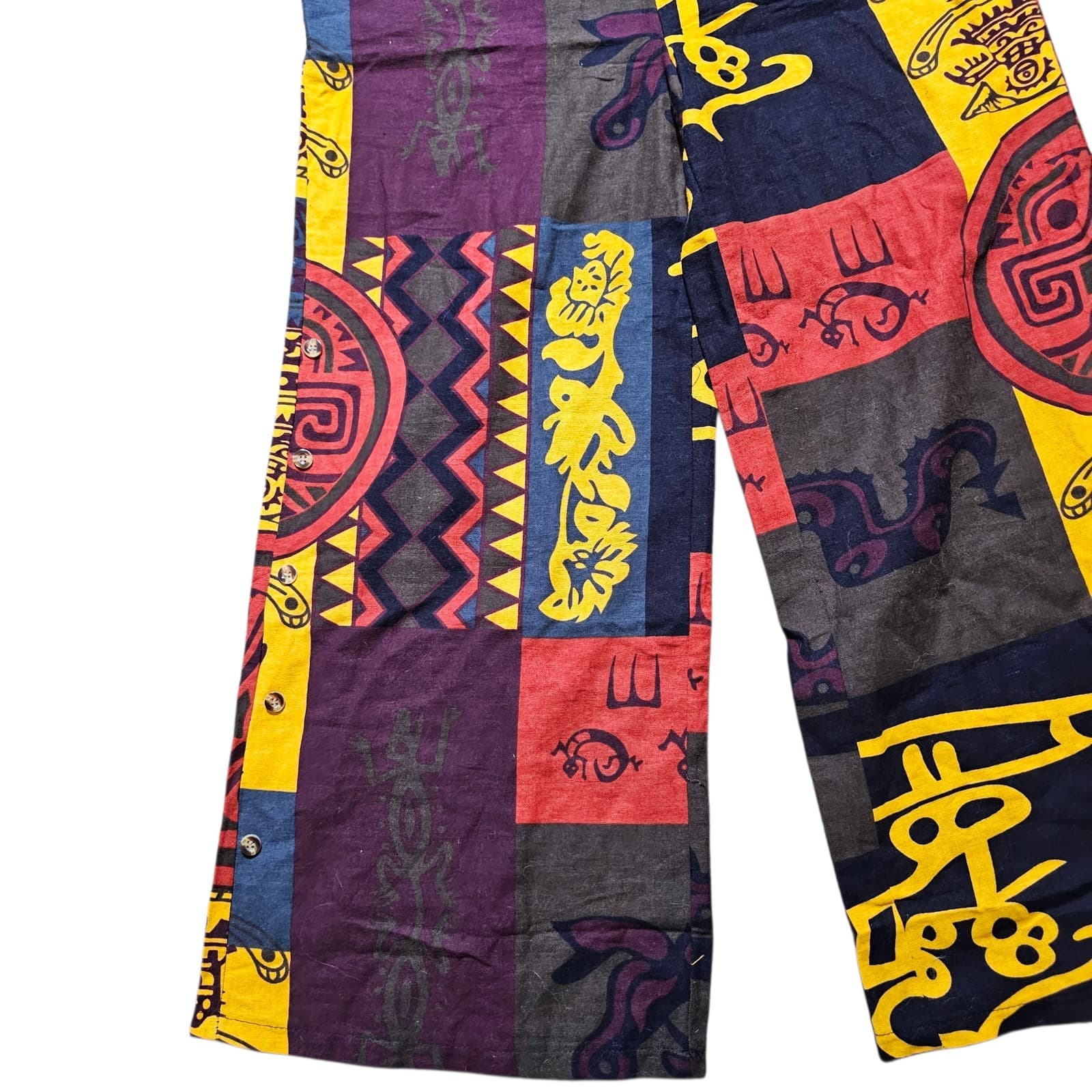 Ethnic Printed Wide Leg Overalls Womans Size L - Thumbnail 5