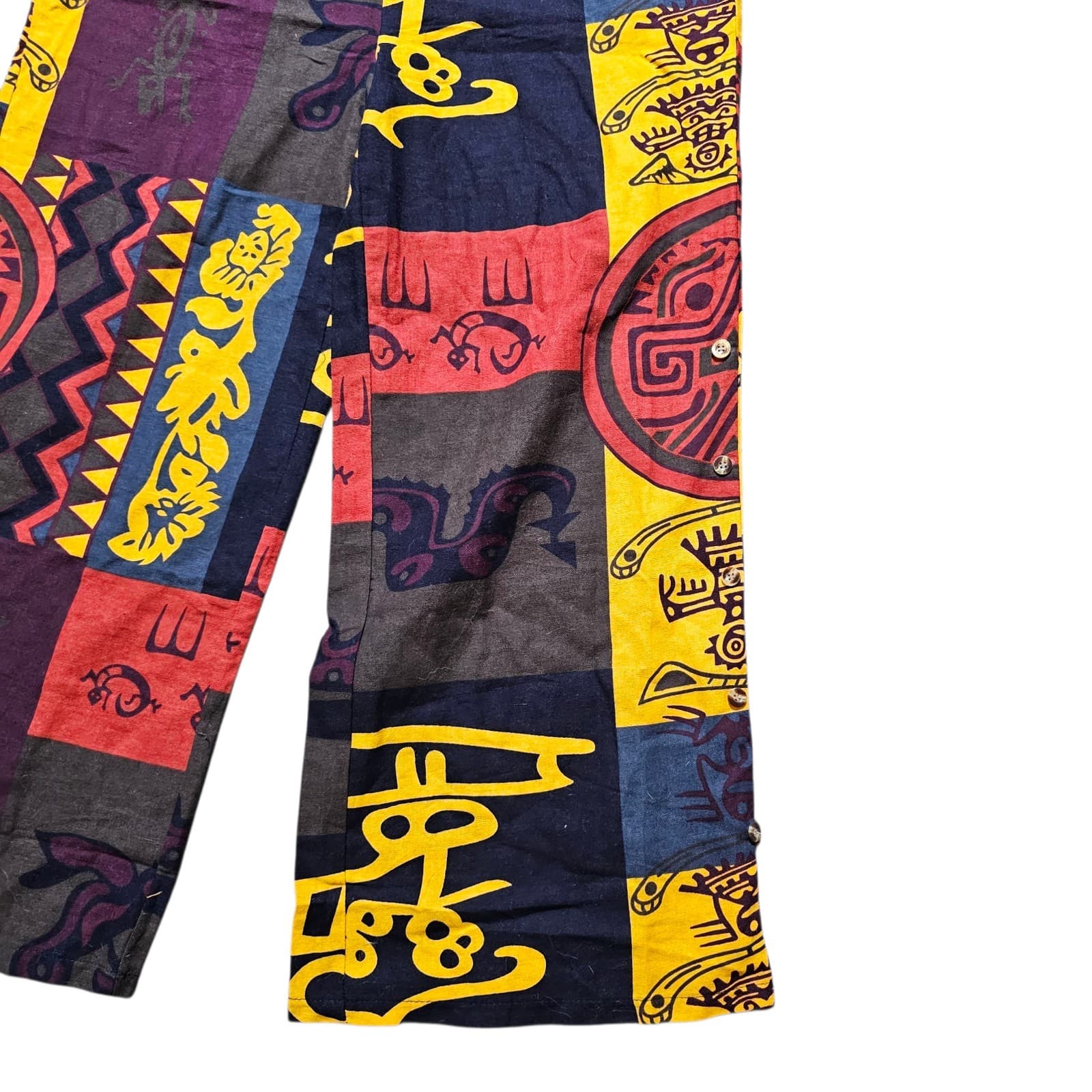 Ethnic Printed Wide Leg Overalls Womans Size L - Thumbnail 4