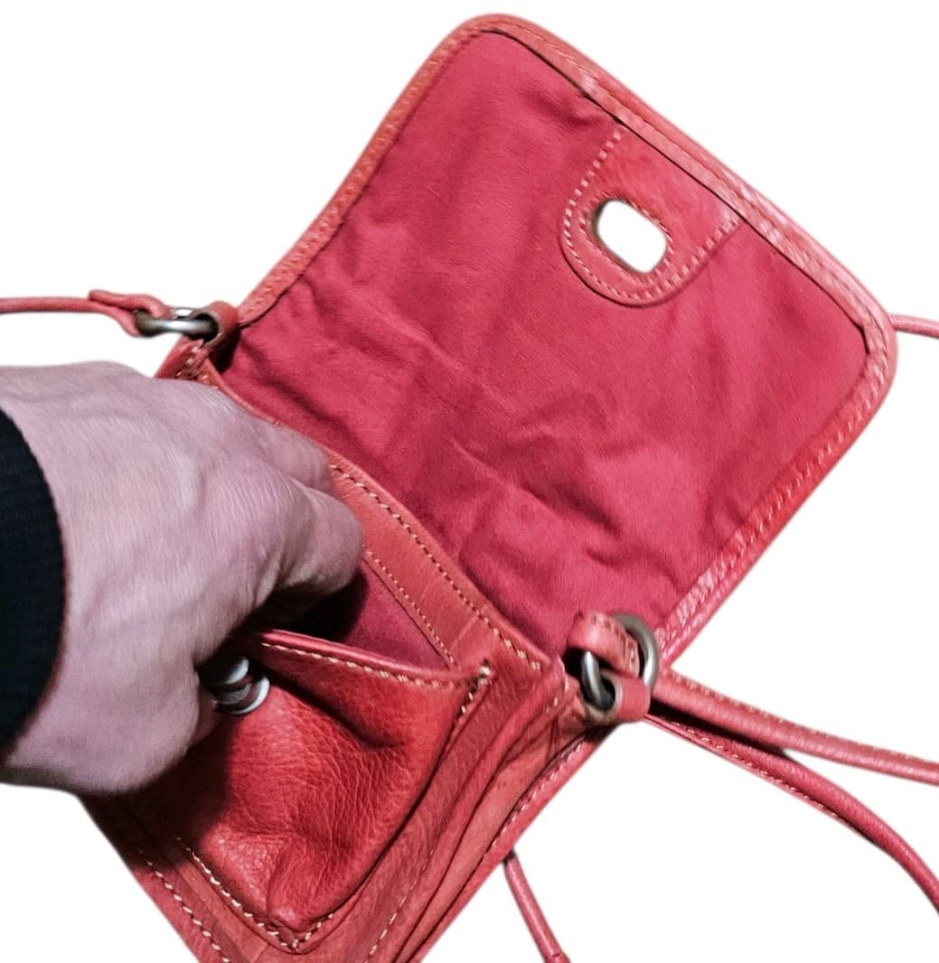 Fossil Pink Peach Genuine Leather Shoulder Bag Small Purse Pre-owned 6 1/2 X 5” - Thumbnail 5
