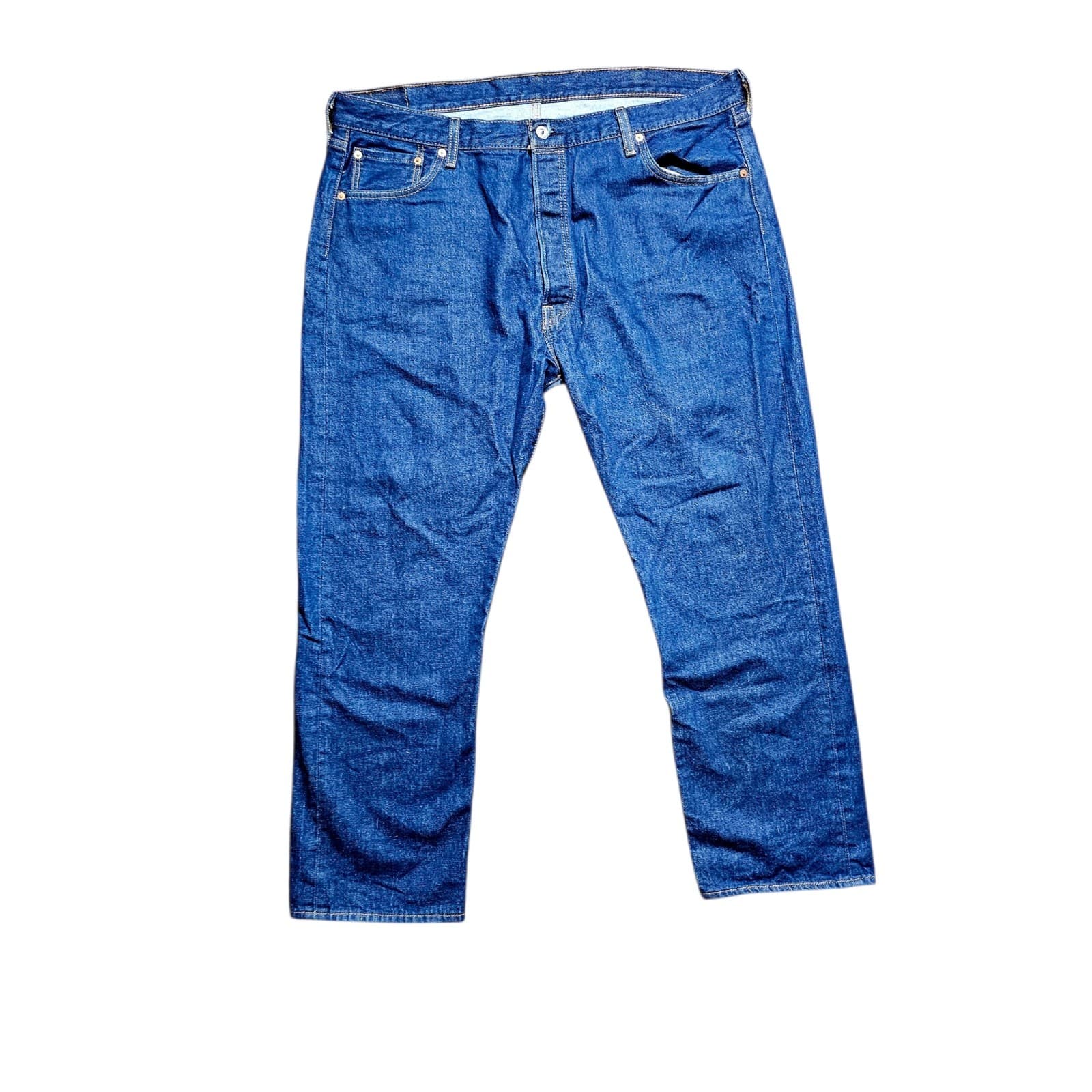 Levis 501 Jeans Mens 44x32 Straight Leg Button Fly Classic Denim Pants - Thumbnail 2