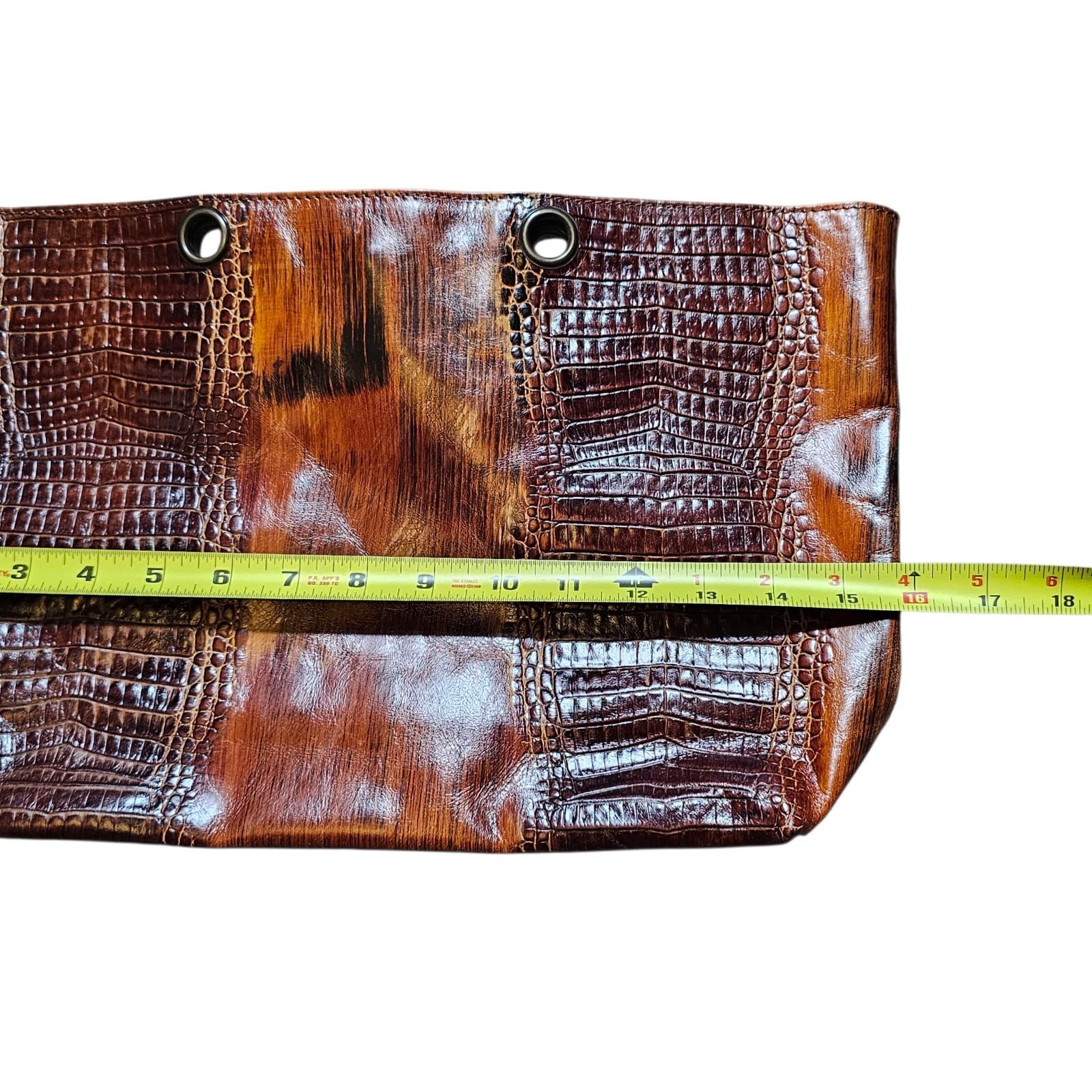 Charlie Lapsen Leather Purse Made In Italy Crocodile Embossed - Thumbnail 10