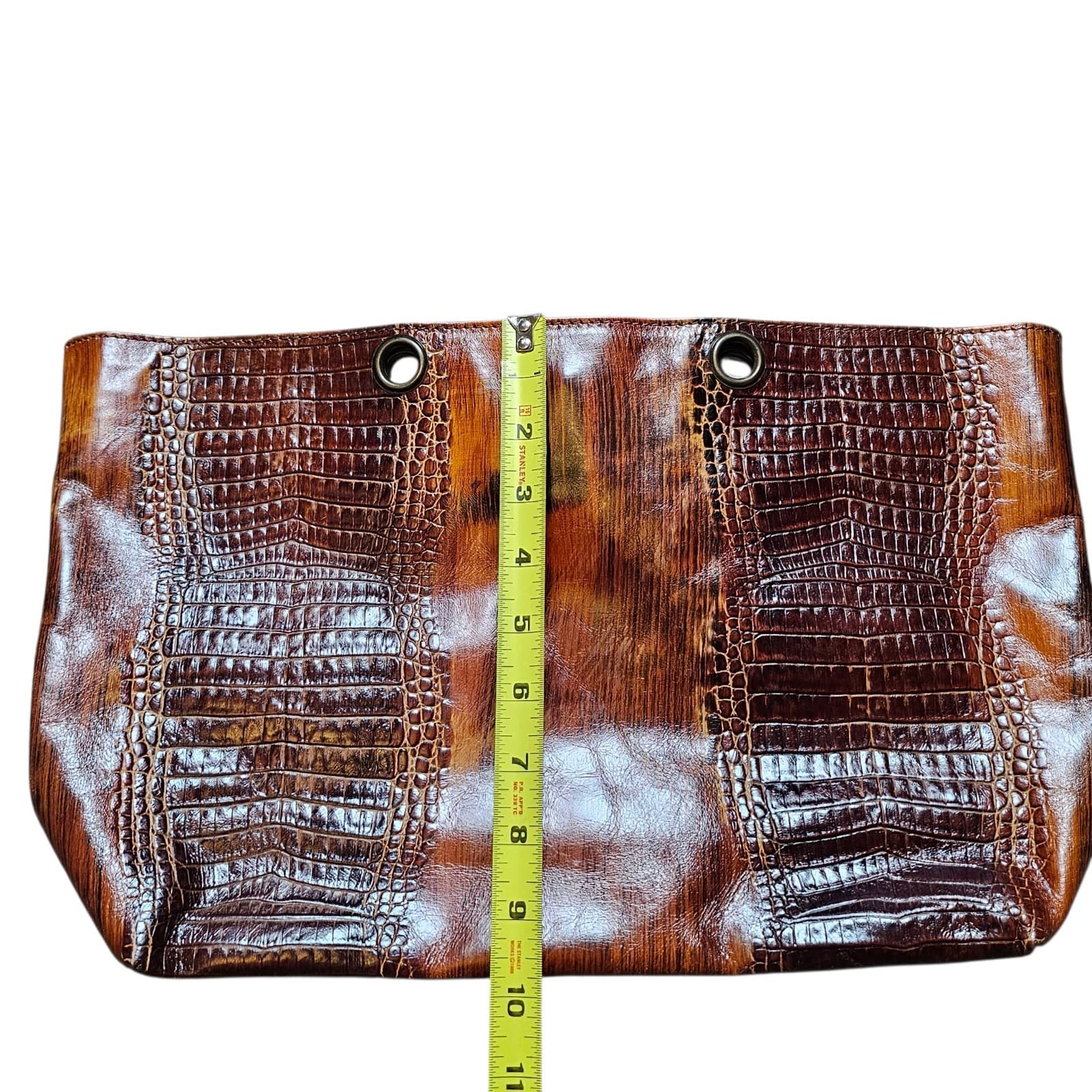 Charlie Lapsen Leather Purse Made In Italy Crocodile Embossed - Thumbnail 9