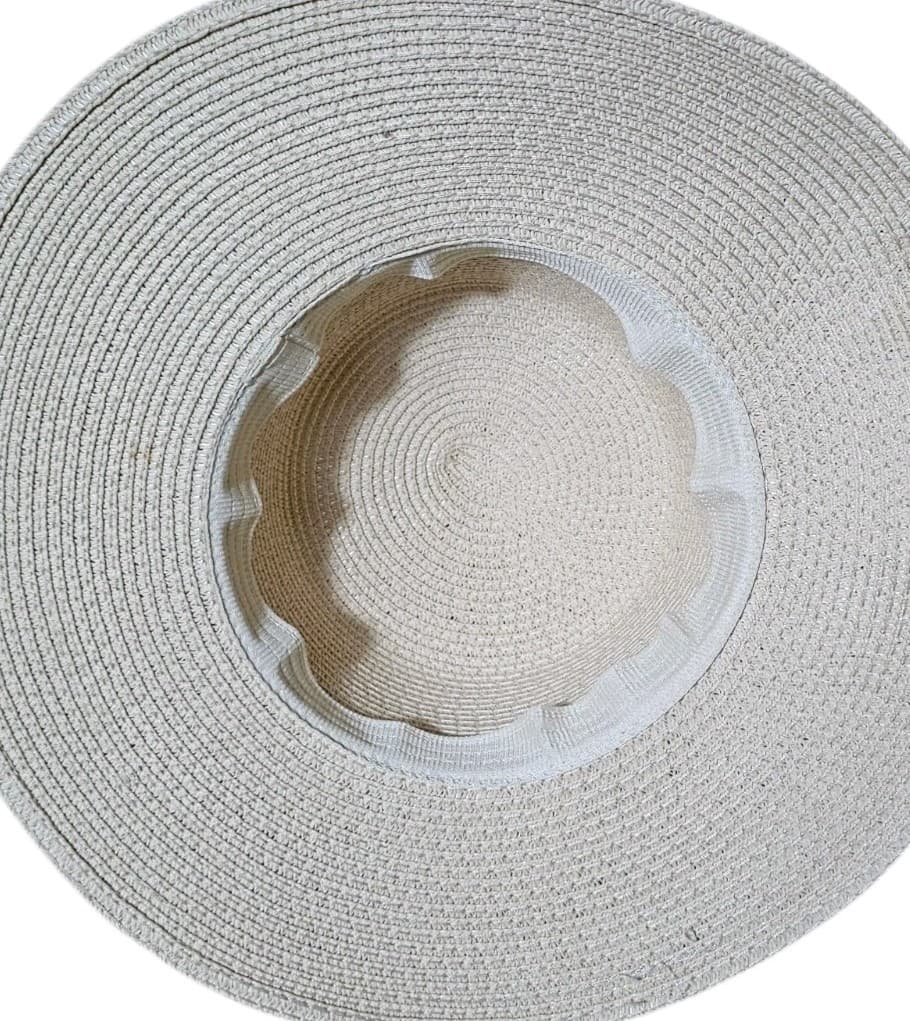 Braided White Straw Sun Hat With Pink Tassel Unbraned Nwt - Thumbnail 4