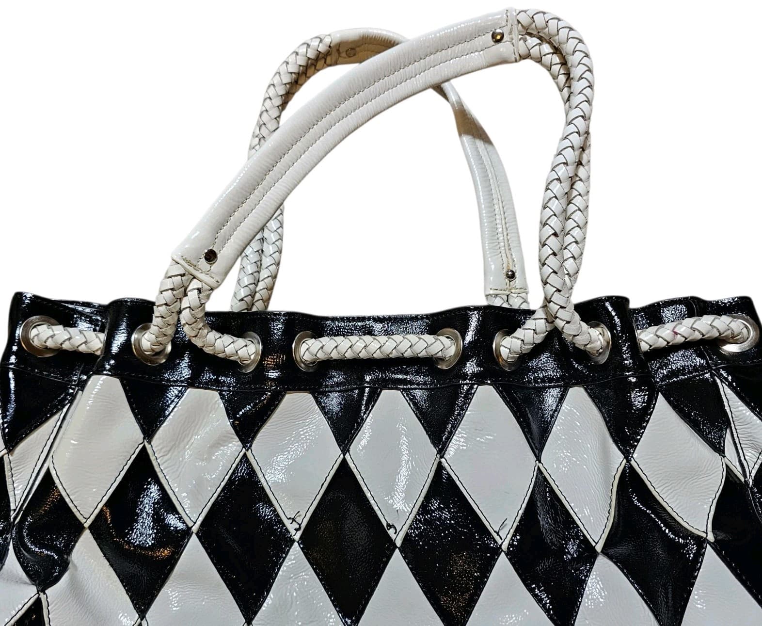 La Gioe Di Toscana By Sharon Gioe Black And White Handbag Purse - Thumbnail 4