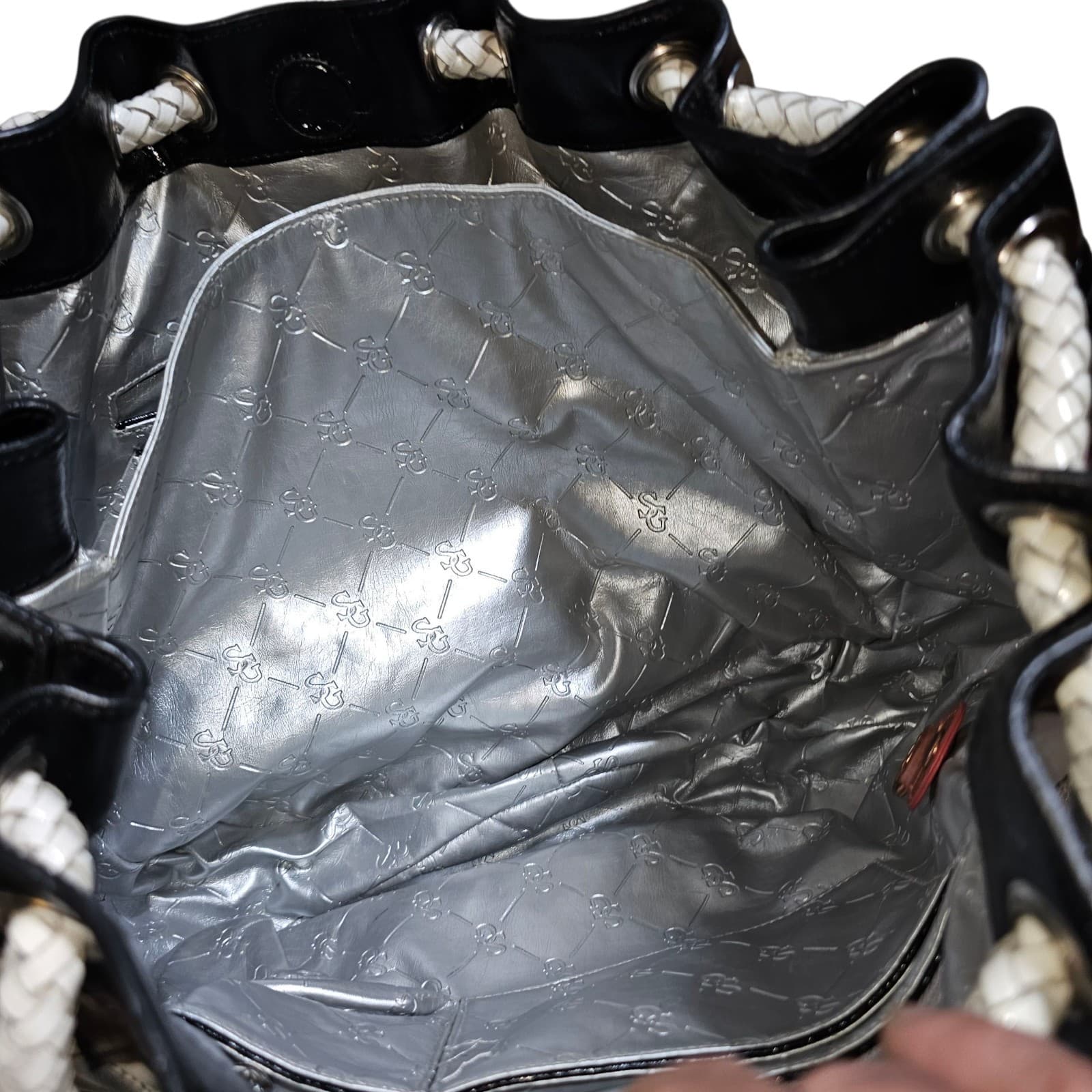 La Gioe Di Toscana By Sharon Gioe Black And White Handbag Purse - Thumbnail 11