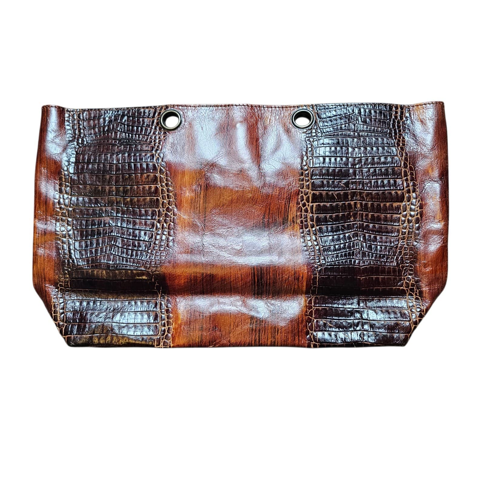 Charlie Lapsen Leather Purse Made In Italy Crocodile Embossed