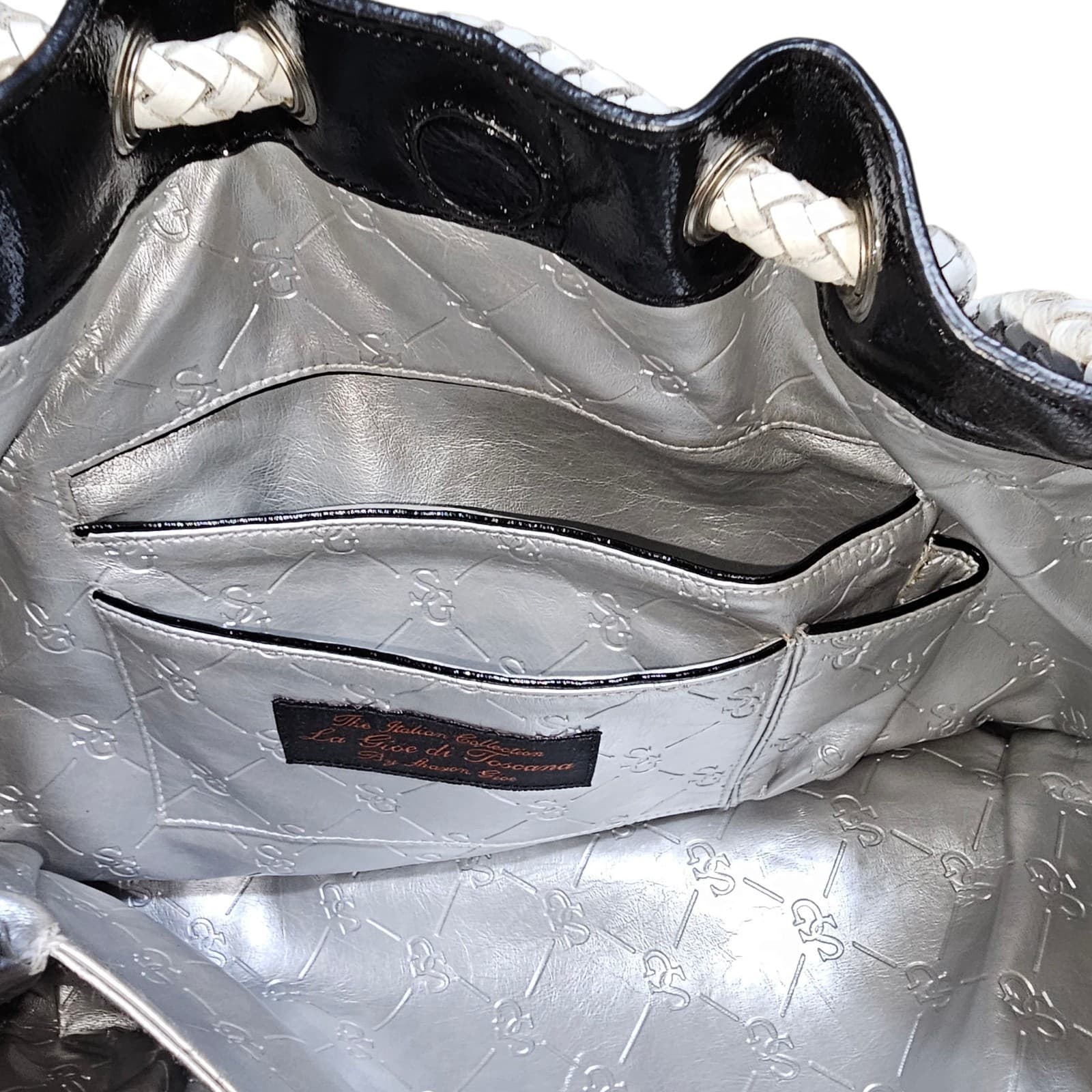La Gioe Di Toscana By Sharon Gioe Black And White Handbag Purse - Thumbnail 10