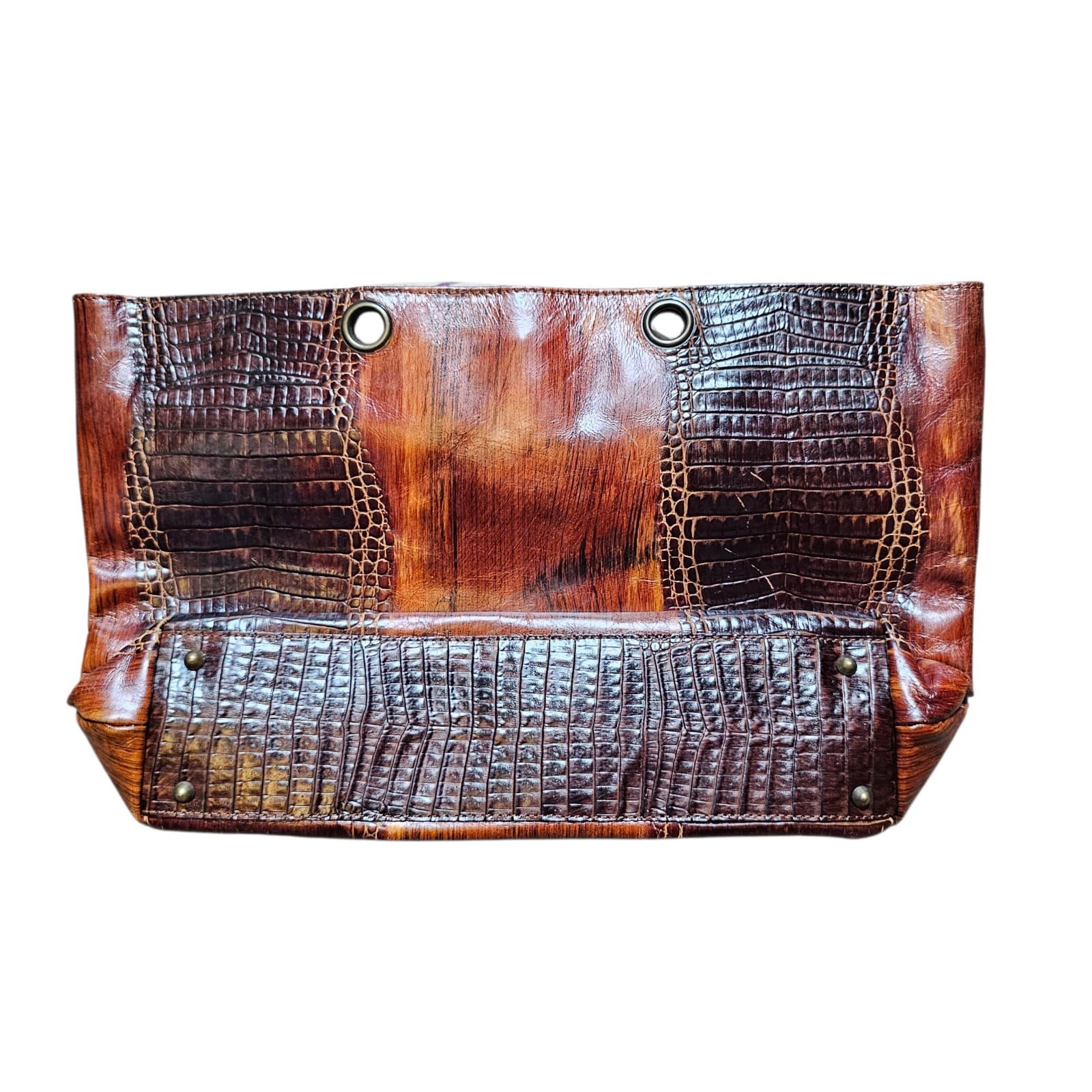 Charlie Lapsen Leather Purse Made In Italy Crocodile Embossed - Thumbnail 2