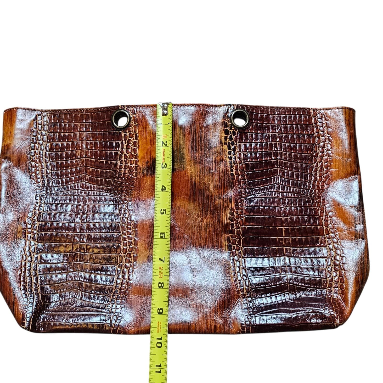 Charlie Lapsen Leather Purse Made In Italy Crocodile Embossed - Thumbnail 8