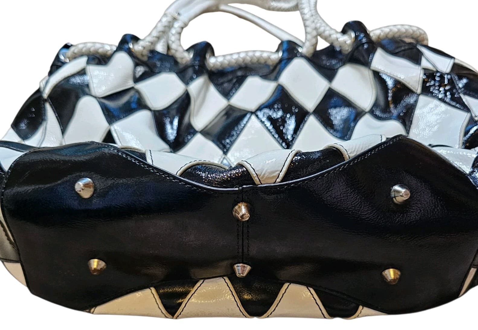 La Gioe Di Toscana By Sharon Gioe Black And White Handbag Purse - Thumbnail 7