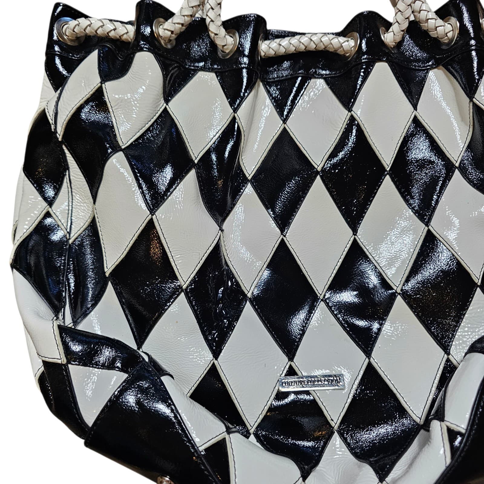 La Gioe Di Toscana By Sharon Gioe Black And White Handbag Purse - Thumbnail 6