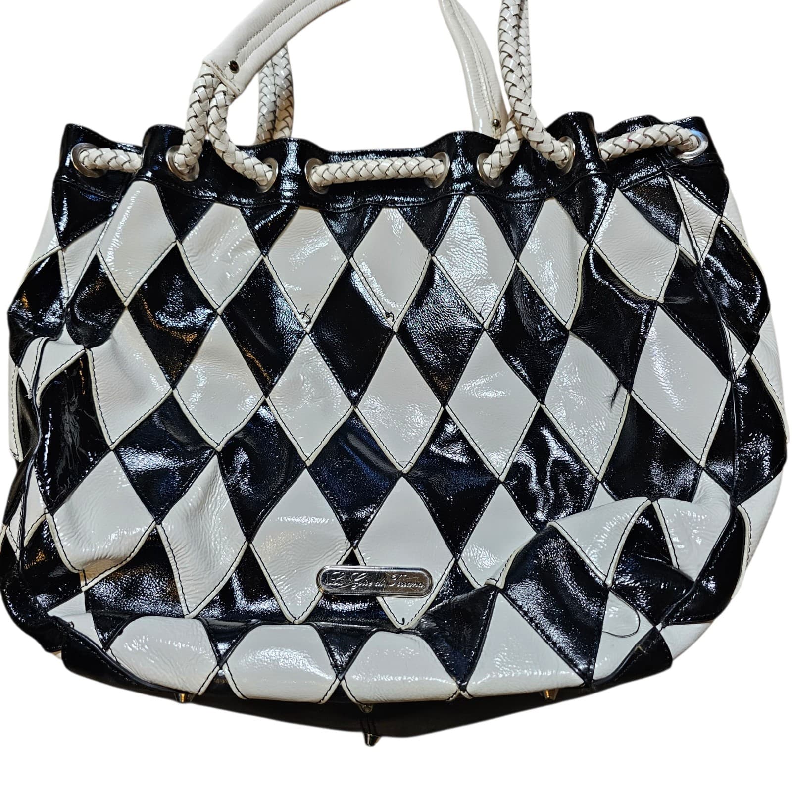La Gioe Di Toscana By Sharon Gioe Black And White Handbag Purse - Thumbnail 2