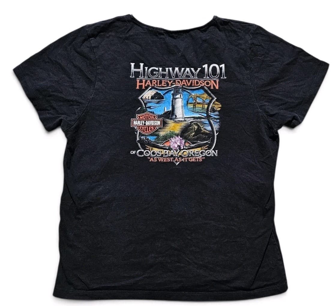 Vintage Harley Davidson Womans Asymmetrical Bar And Shield Zipper Coos Bay OR, - Thumbnail 3