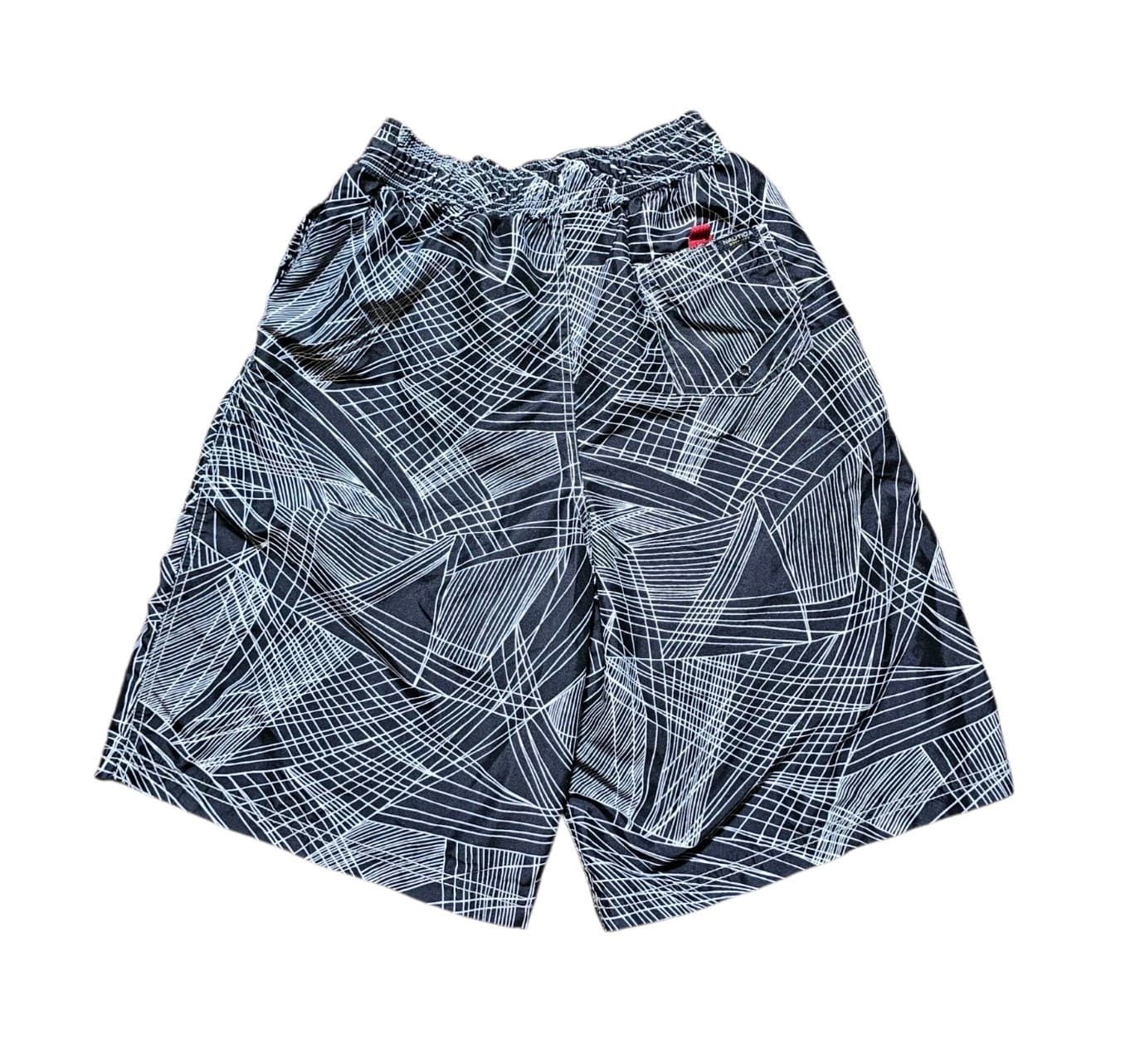 Nautica Boys Swim Trunks Size Xl 18-20 Black White Linear Print Mesh Lined