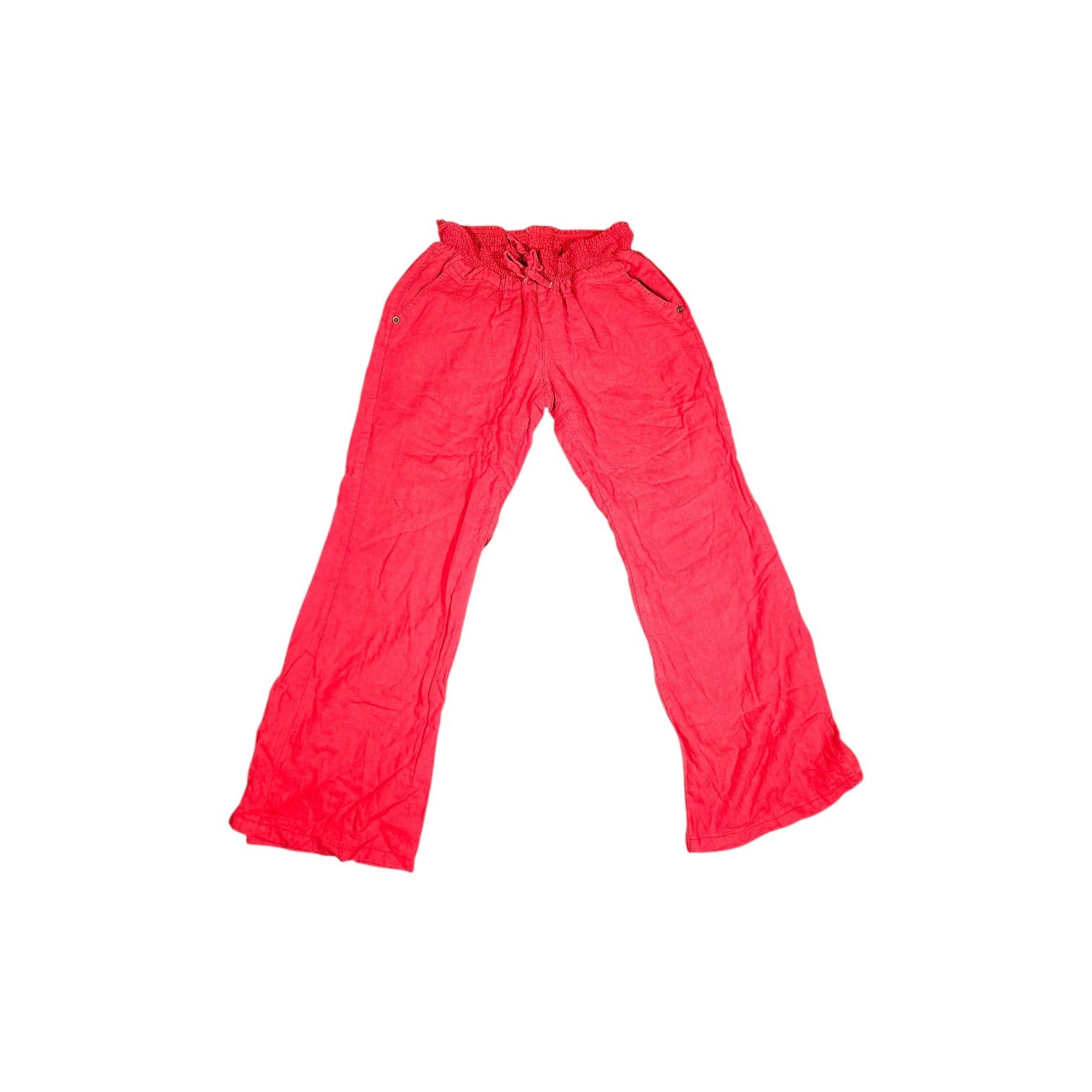 Love Tree Pants Womens Medium Faded Red Linen Blend Drawstring Boho Pants